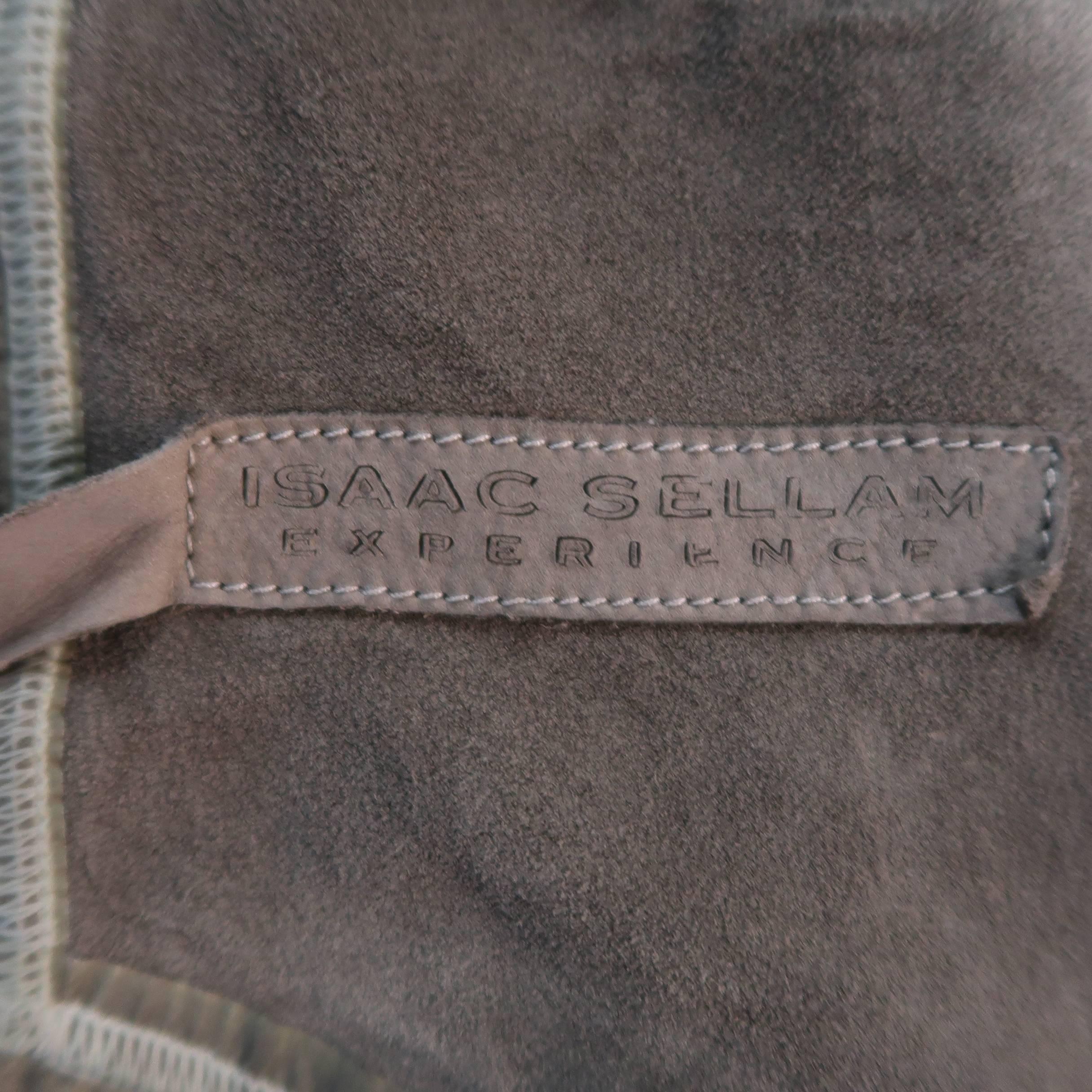 ISAAC SELLAM Size 4 Taupe Distressed Nubuck Leather Staples Jacket 4