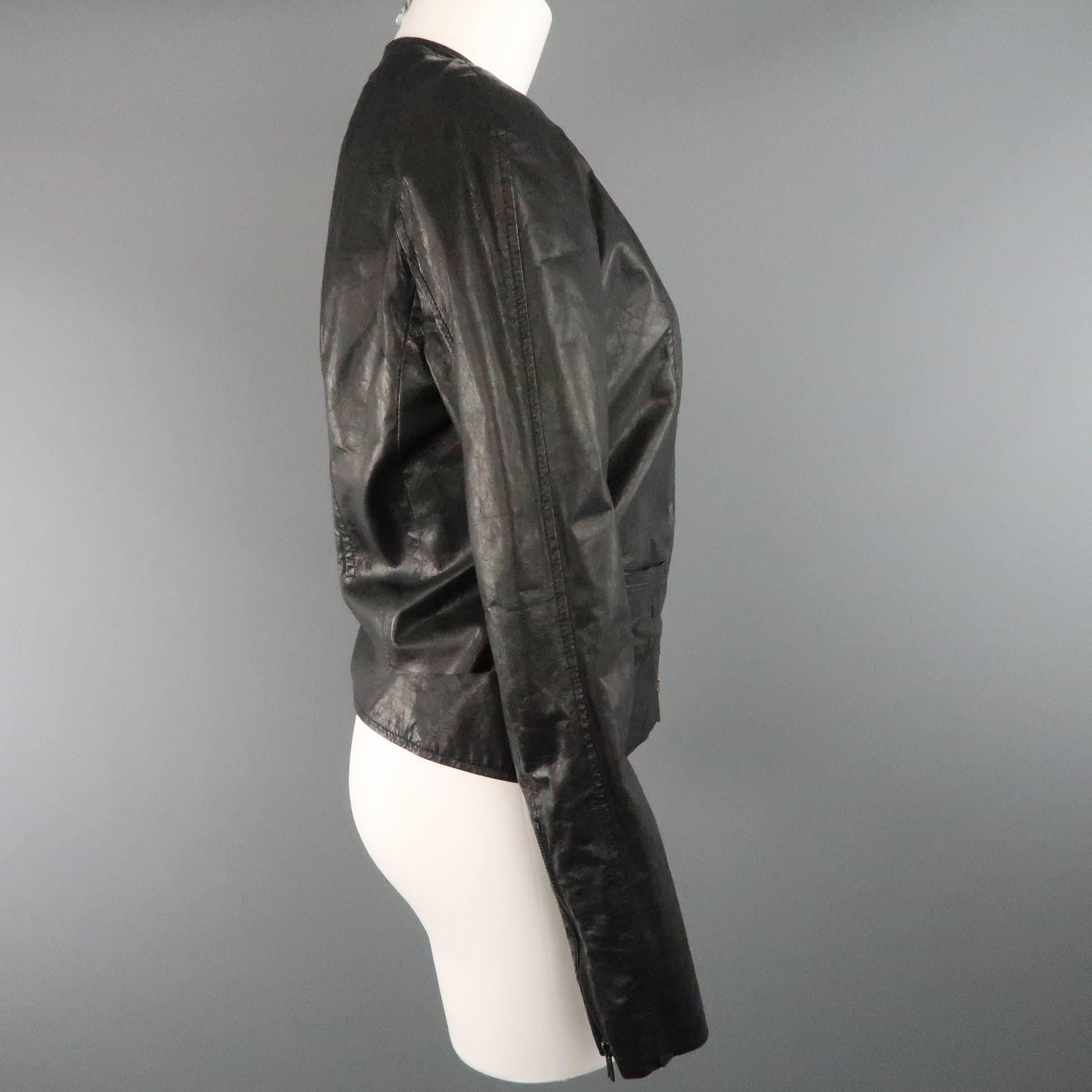 black shiny leather jacket