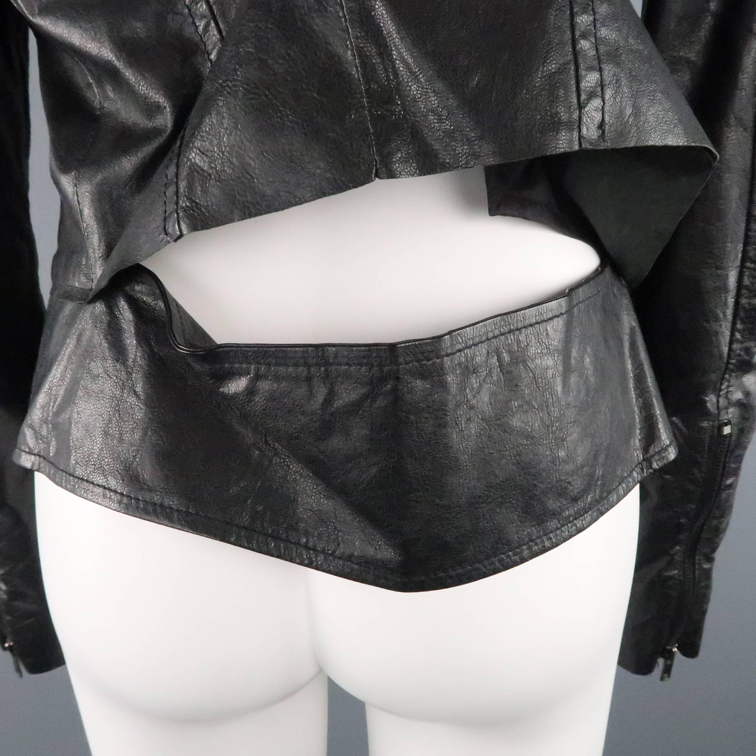 Women's HAIDER ACKERMANN Size S Black Shiny Leather Layered Zip Biker Jacket