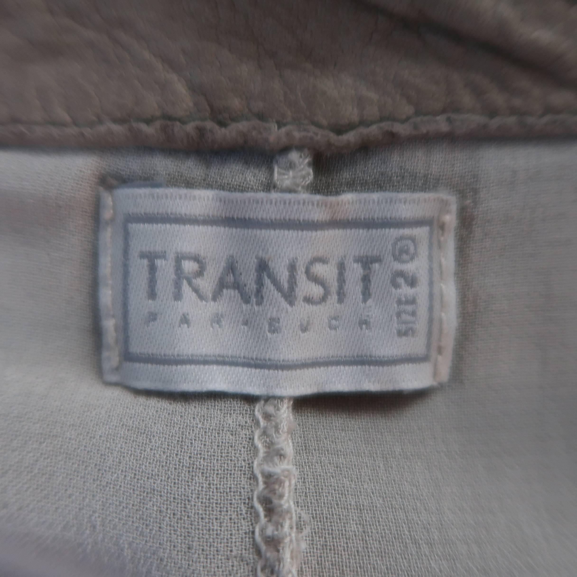 TRANSIT PAR-SUCK Size M Taupe Distressed Dyed Leather Notch Lapel Jacket 5