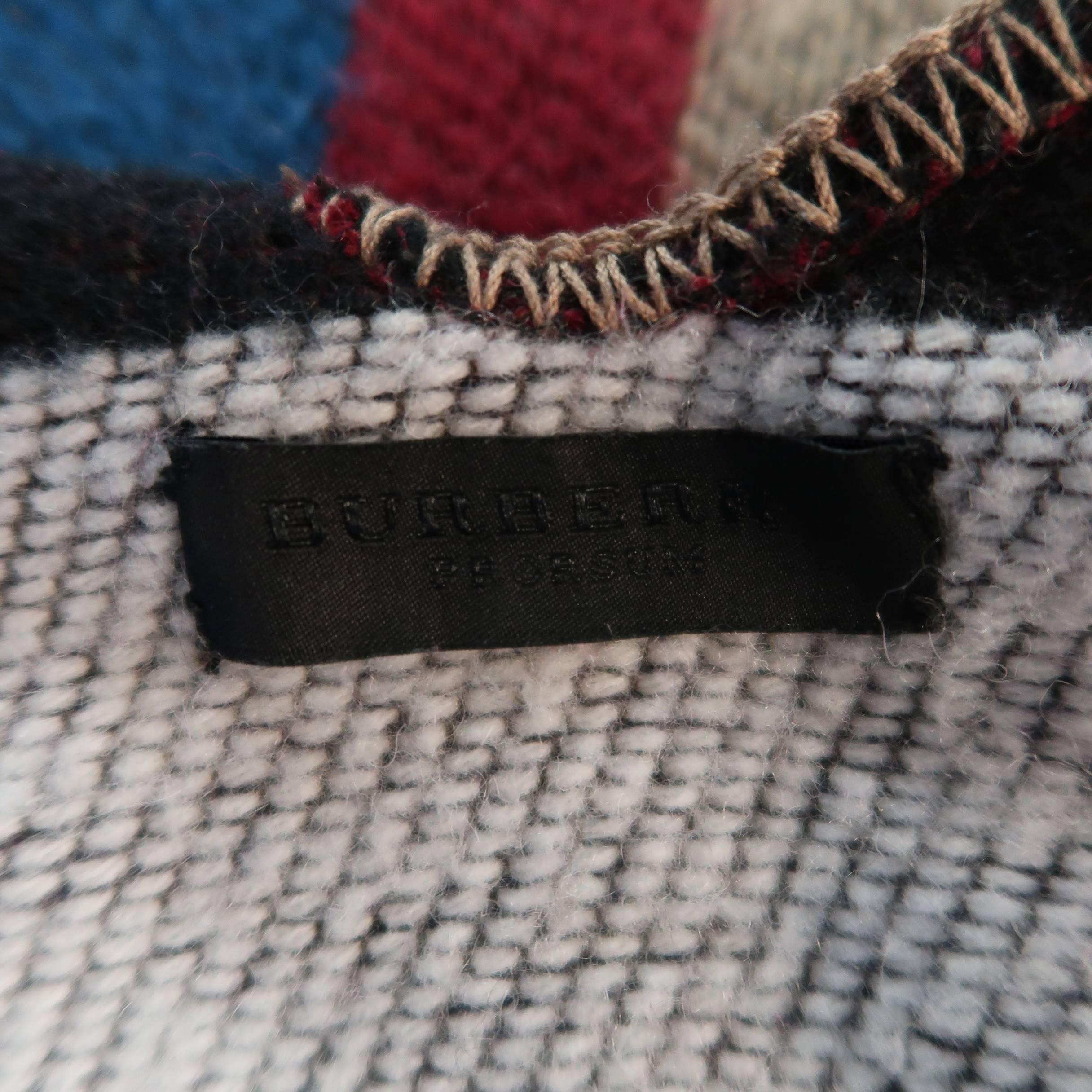 BURBERRY PRORSUM Multi-Color Wool / Cashmere Signature Plaid Monogram Poncho 2