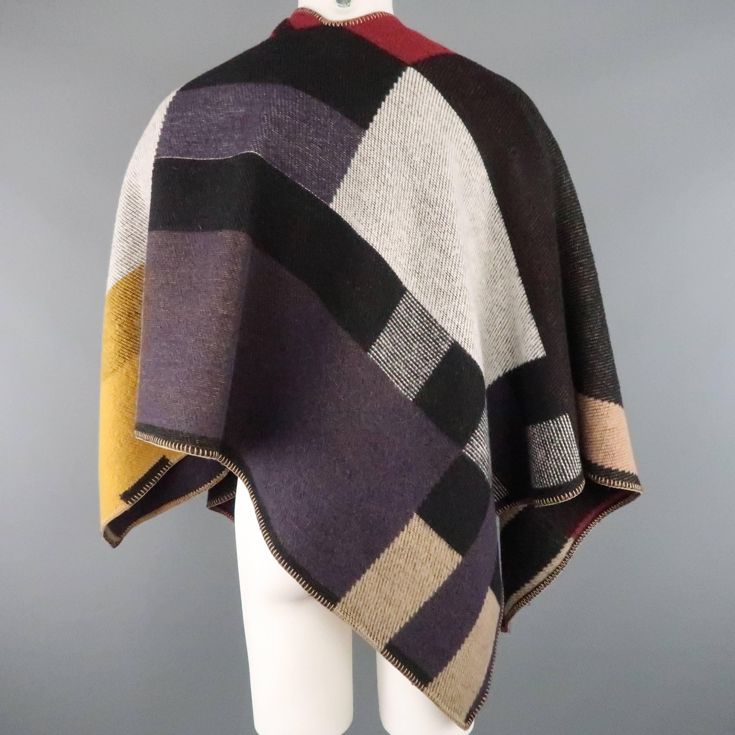Women's or Men's BURBERRY PRORSUM Multi-Color Wool / Cashmere Signature Plaid Monogram Poncho