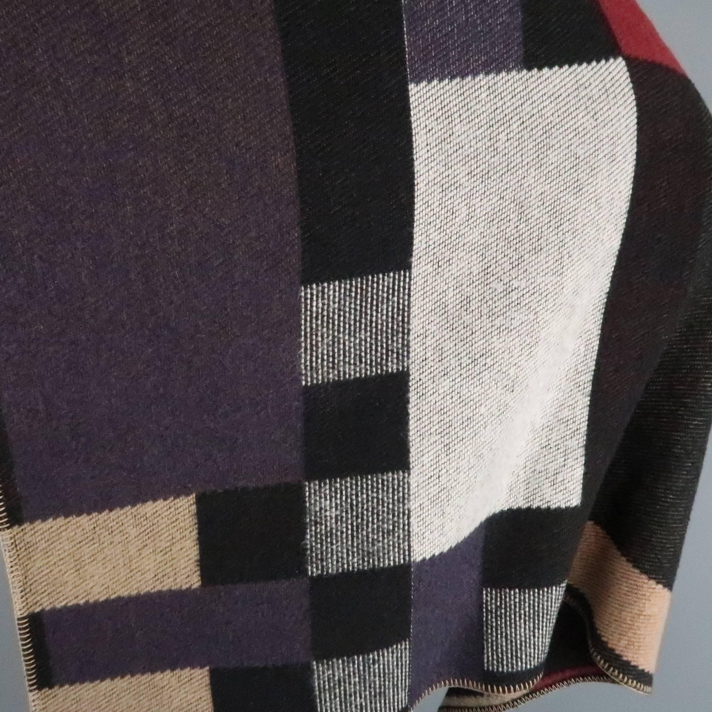 BURBERRY PRORSUM Multi-Color Wool / Cashmere Signature Plaid Monogram Poncho 1