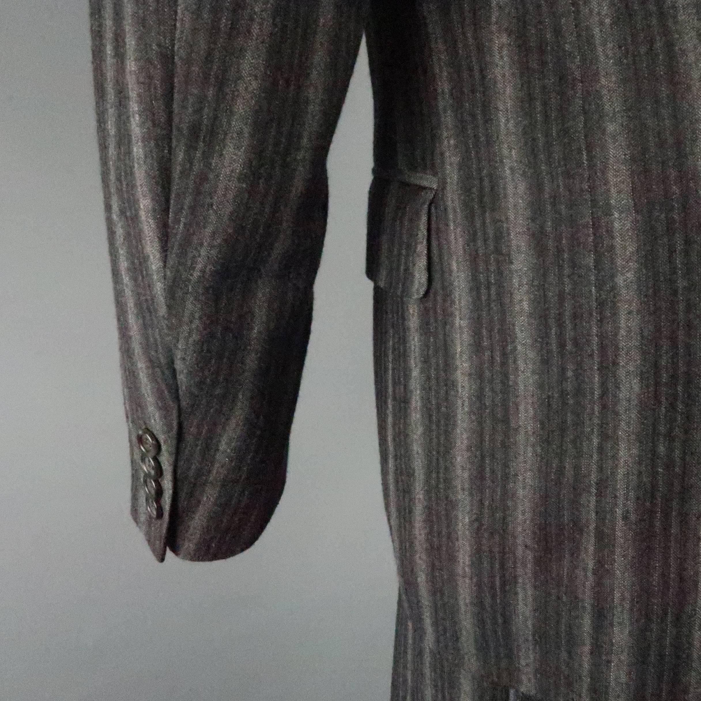 Men's CANALI 40 Regular Gray Gradient Stripe Wool / Cashmere Notch Lapel Suit 1