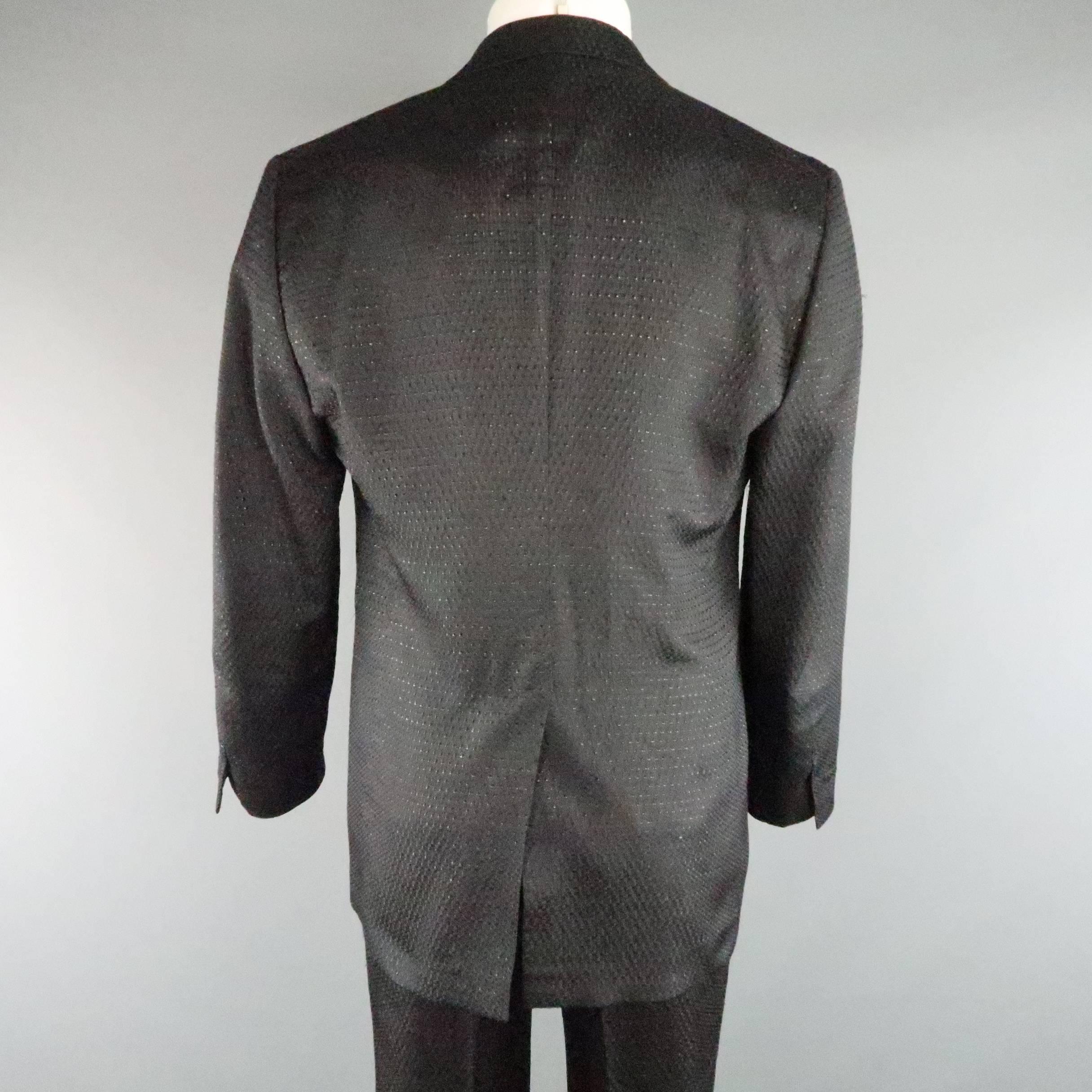 Men's CoSTUME NATIONAL 42 Black Metallic Sparkle Brocade Peak Lapel Suit 1