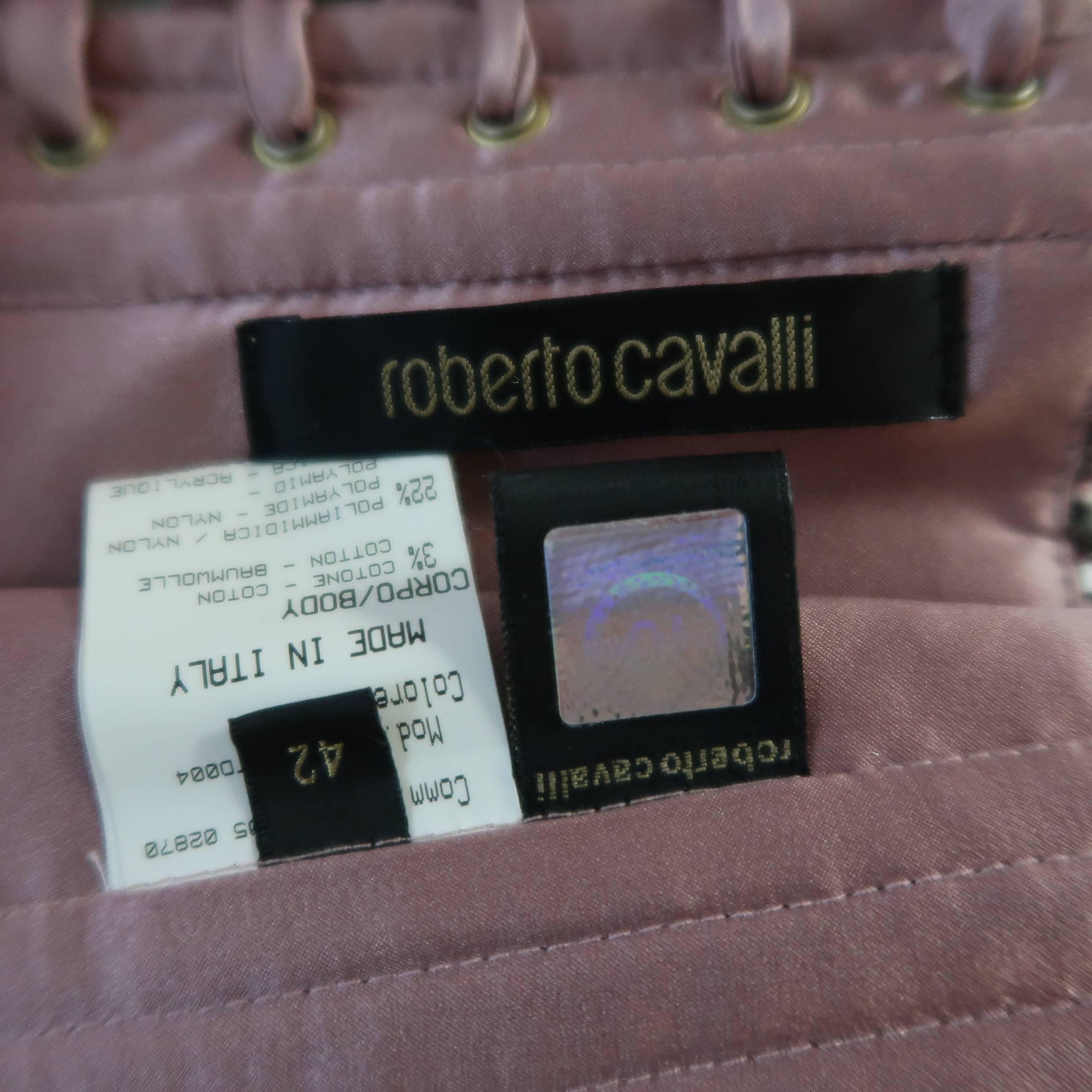 Women's ROBERTO CAVALLI 8 Rose Pink Metallic Tweed & Satin Sweetheart Bustier Corset