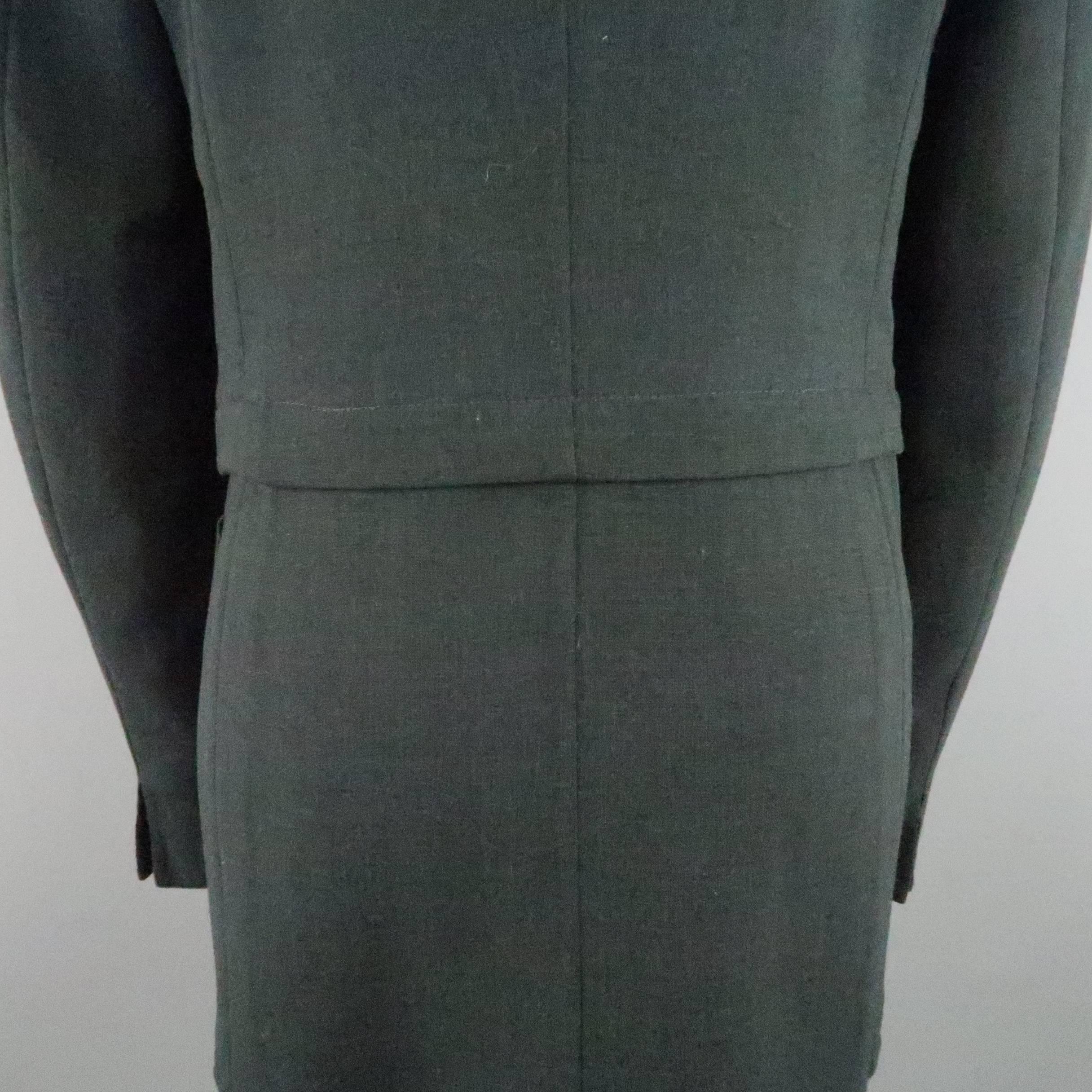 AKRIS Size 10 Forest Green Wool Zip Off Sport Coat Jacket 1