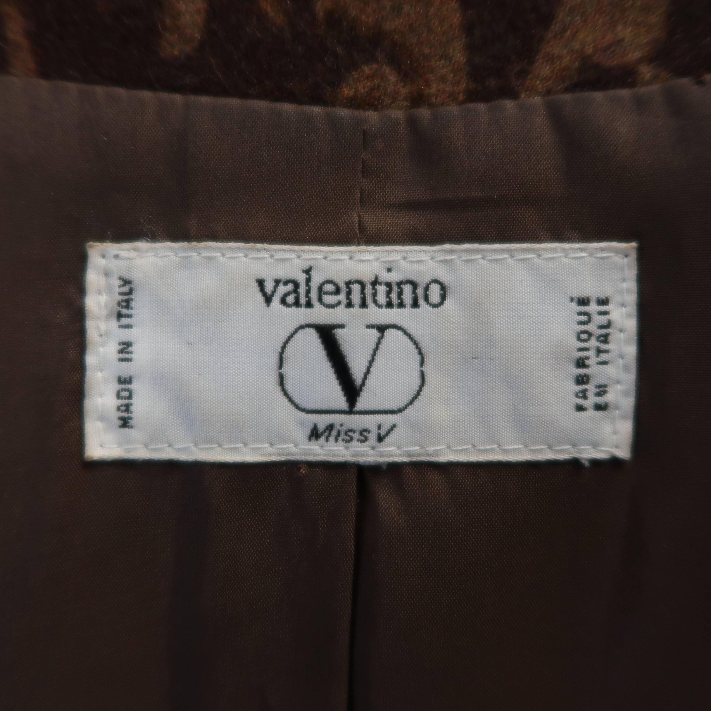 VALENTINO Size 12 Brown Boroque & Red Floral Print Open Sport Coat 5
