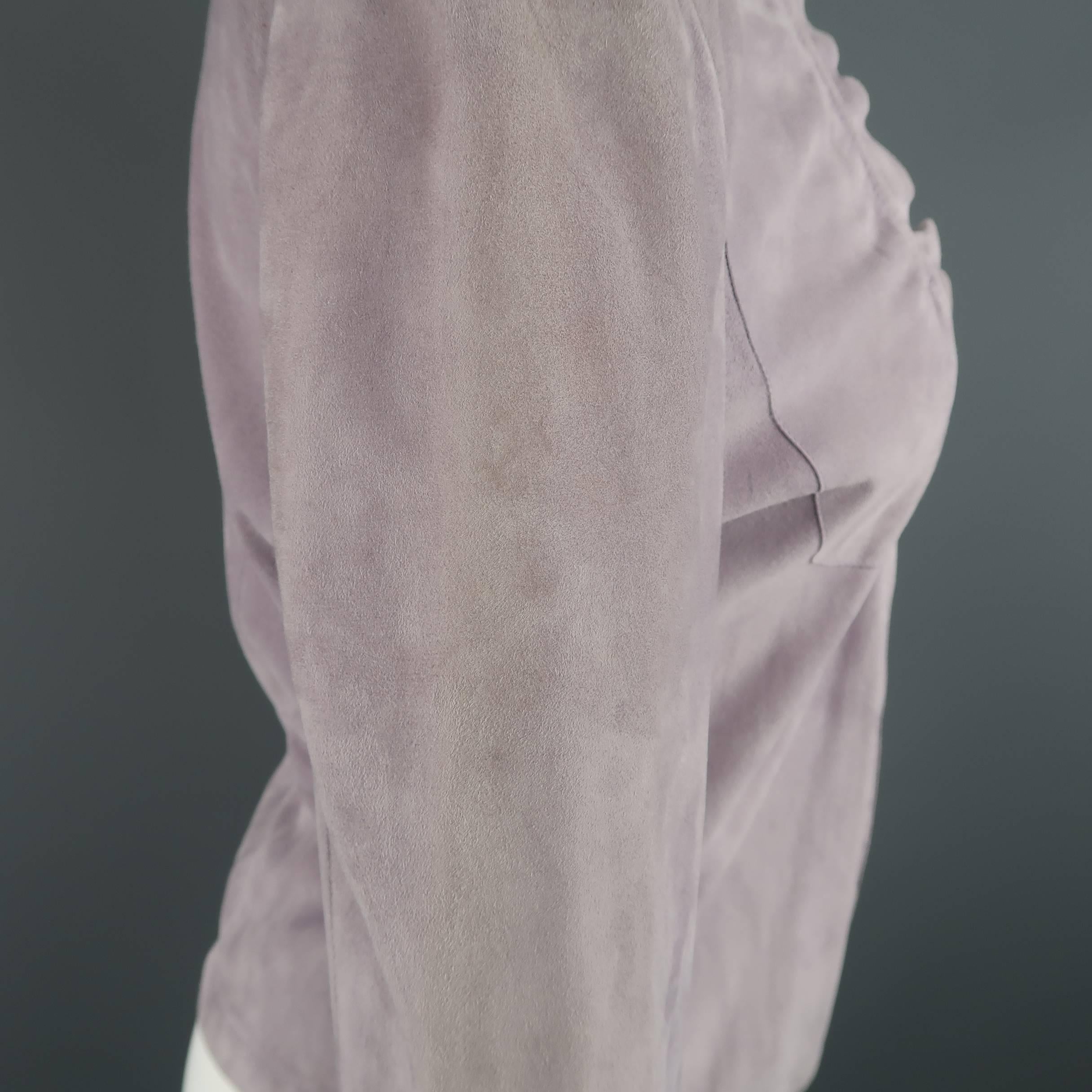 Women's GIORGIO ARMANI Size 12 Lavender Suede Ruffle Trim Cardigan Jacket
