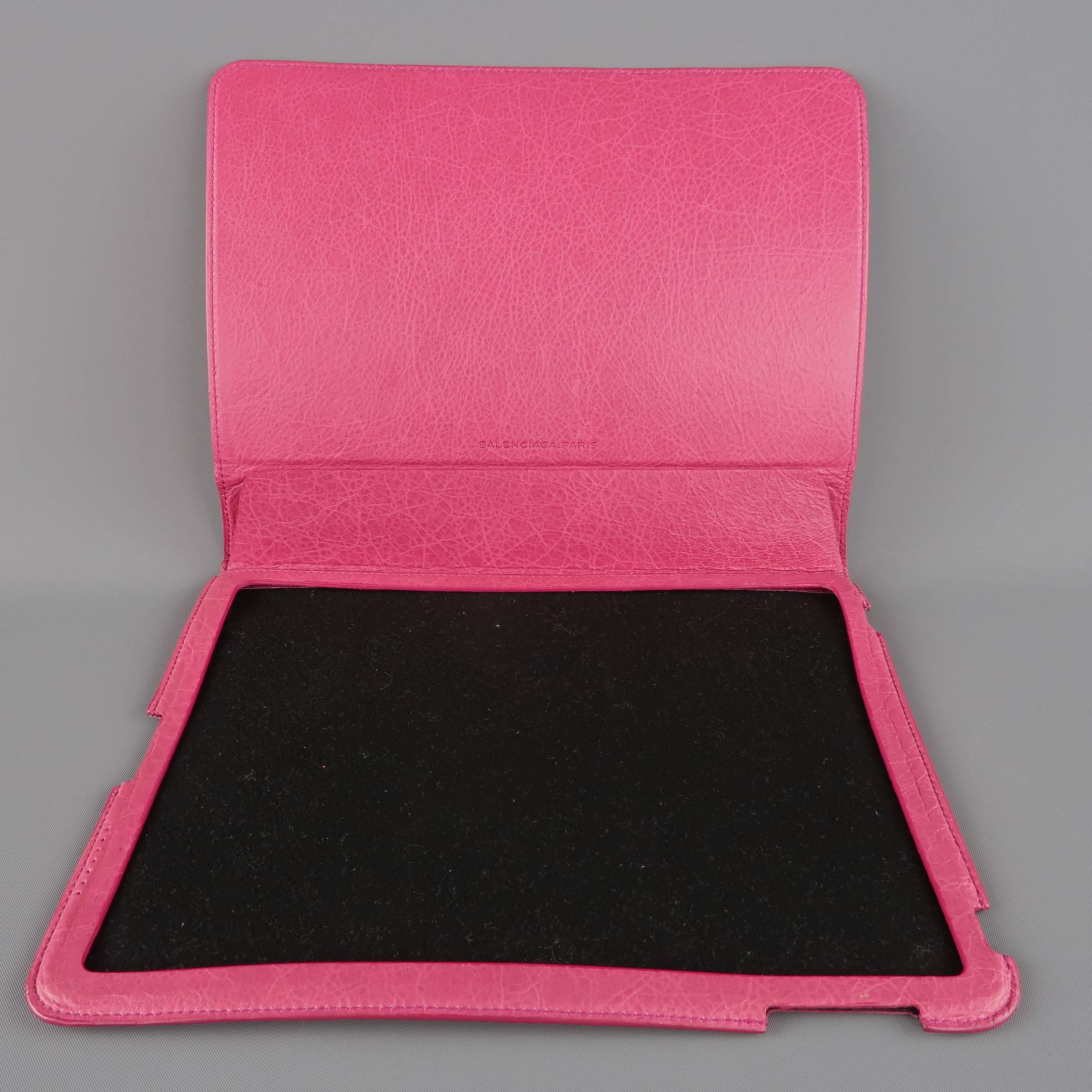 BALENCIAGA Dark Fuchsia Pink Textured Leather Moto Ipad 2 Stand Case 2