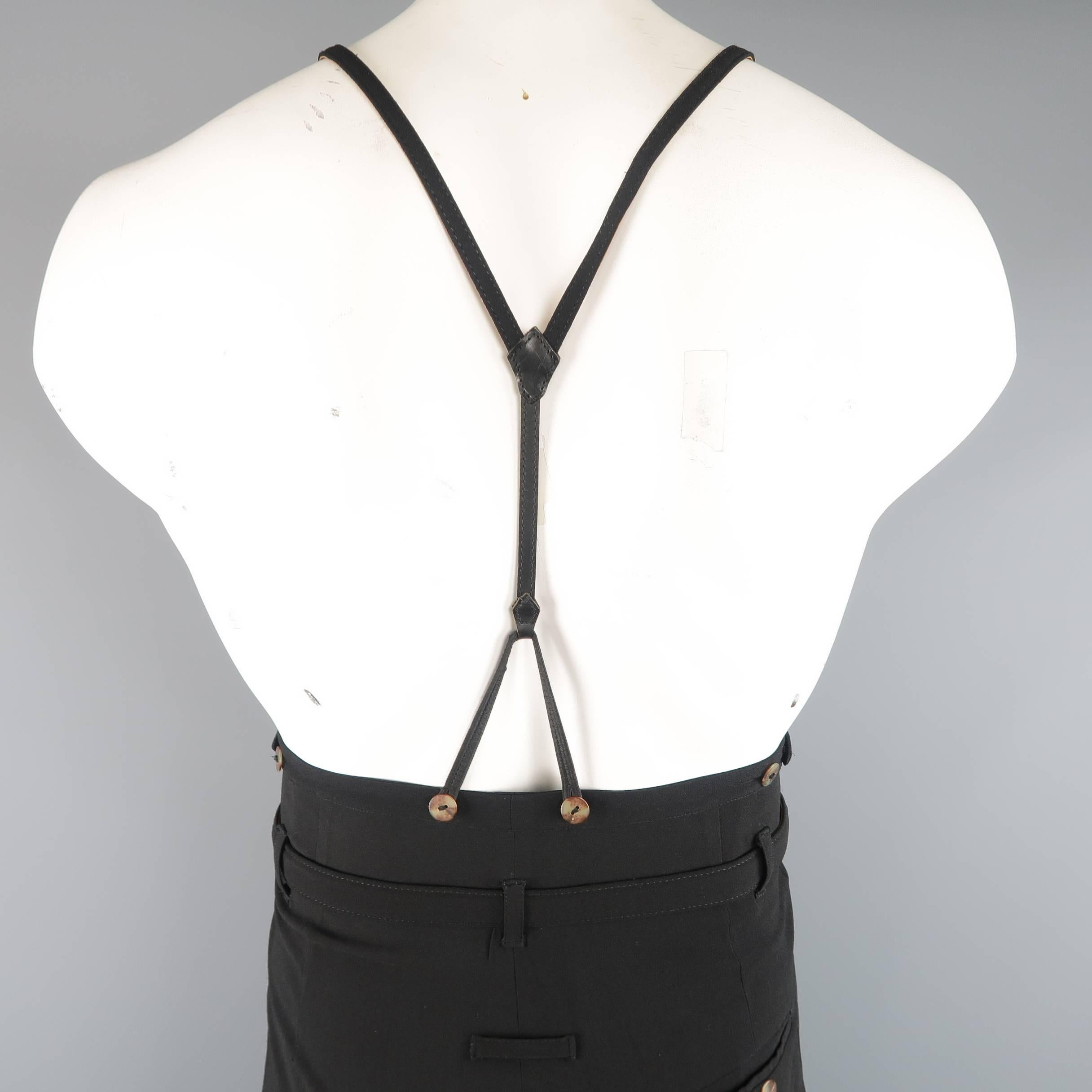 Men's JEAN PAUL GAULTIER Size 32 Black Wool High Rise Pleated Suspender Pants 6
