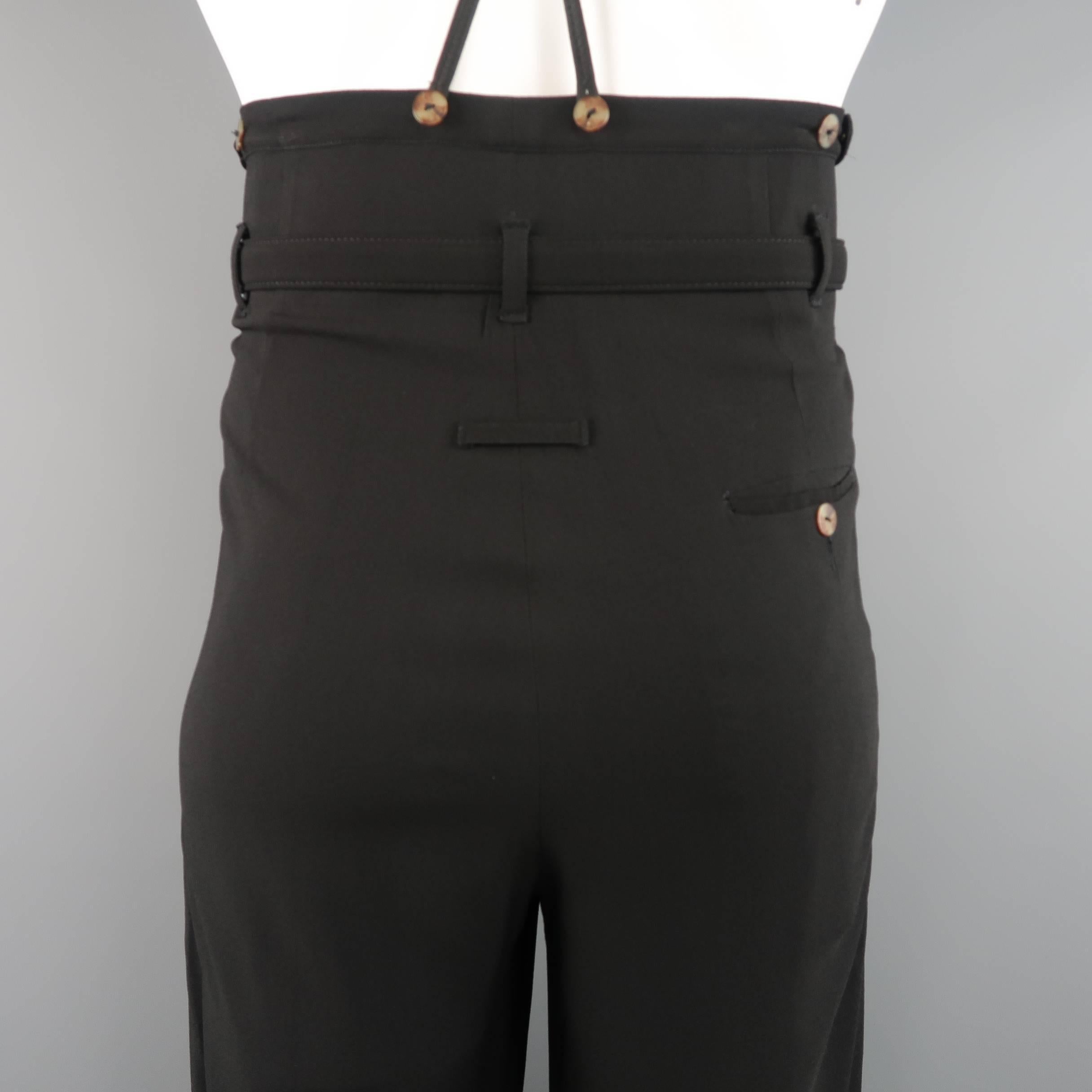 Men's JEAN PAUL GAULTIER Size 32 Black Wool High Rise Pleated Suspender Pants 5