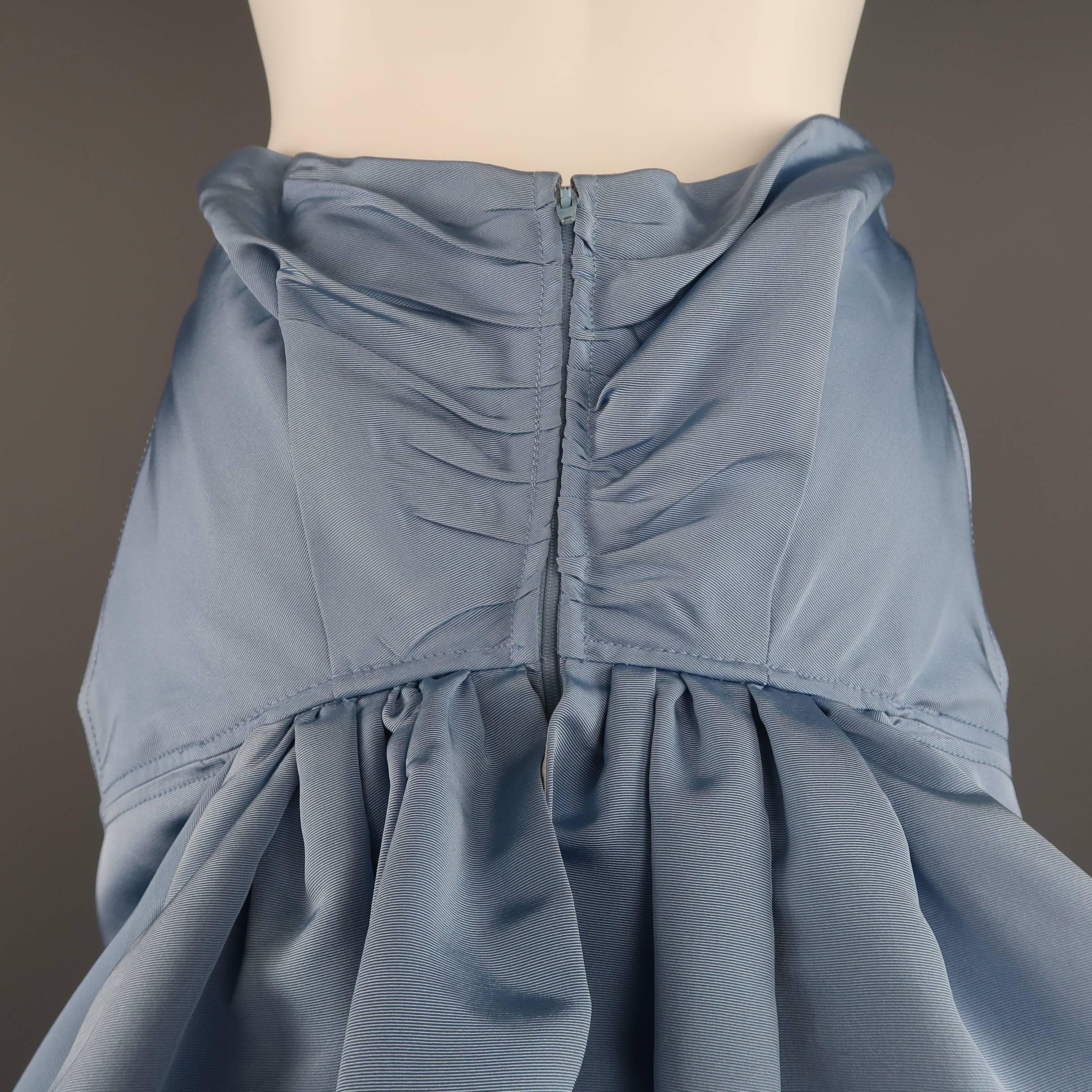 Carolina Herrera Size 10 Light Blue Silk Gathered Train Evening Skirt 3