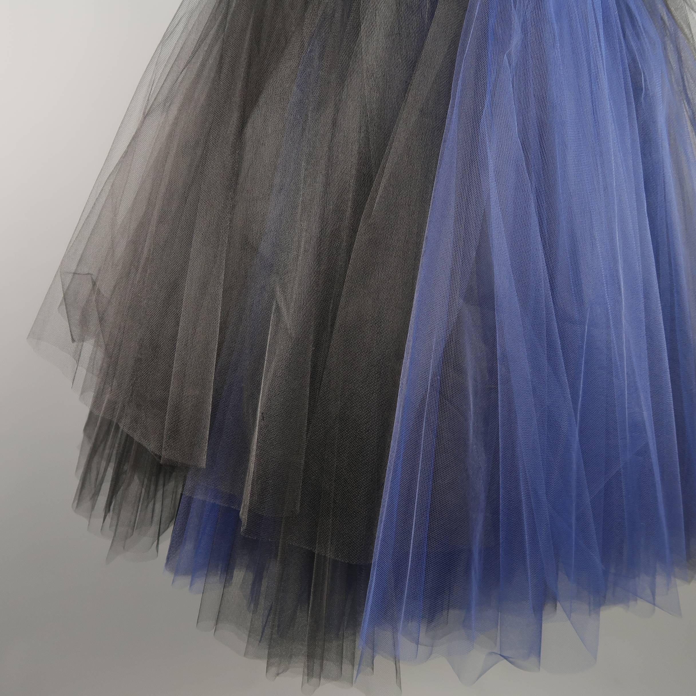 Oscar de la Renta Dress - Black and Blue Tulle Bustier Cocktail at ...