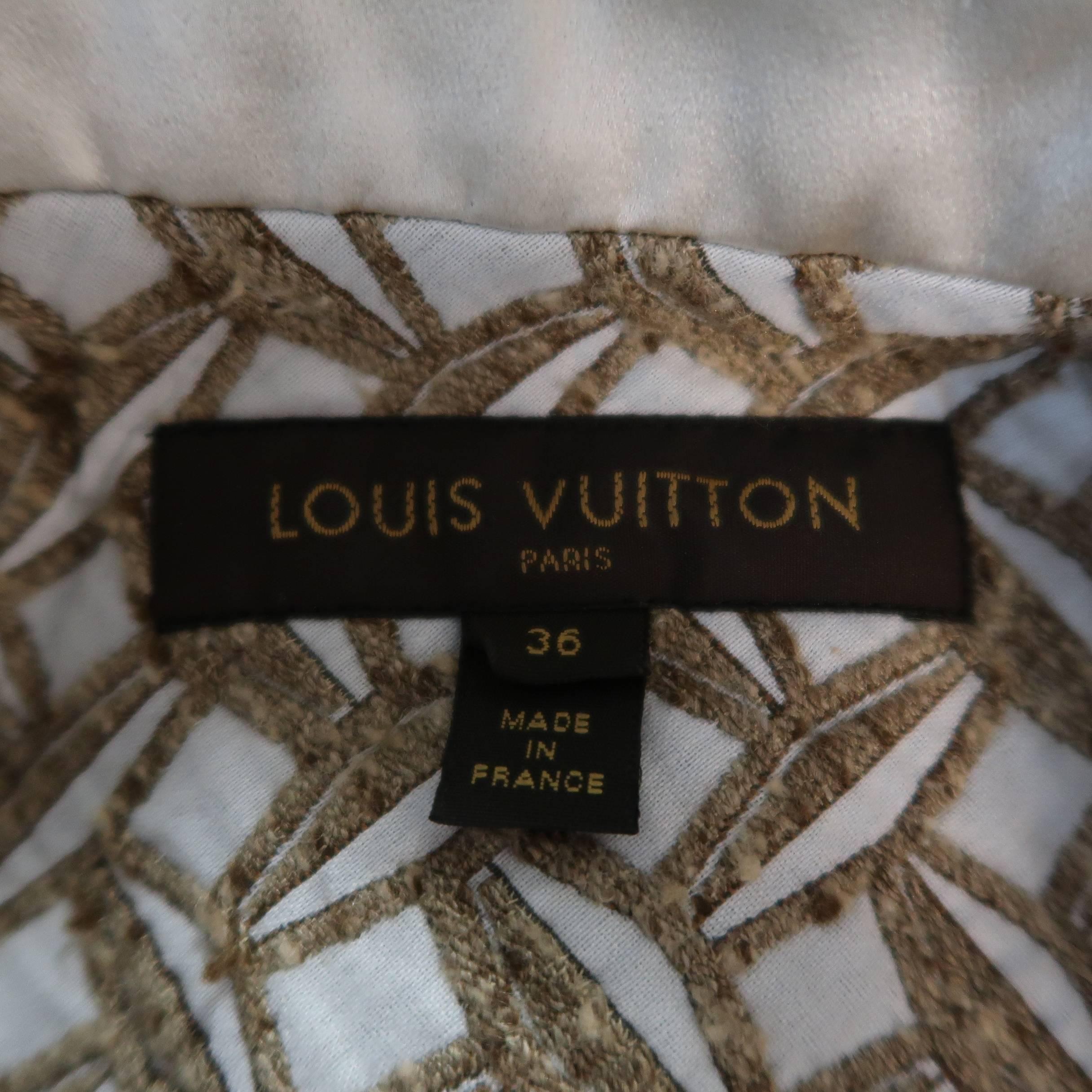 Louis Vuitton Dress 4  - Cocktail - Tan Cotton / Silk Boucle Sequin Fringe Trim 3