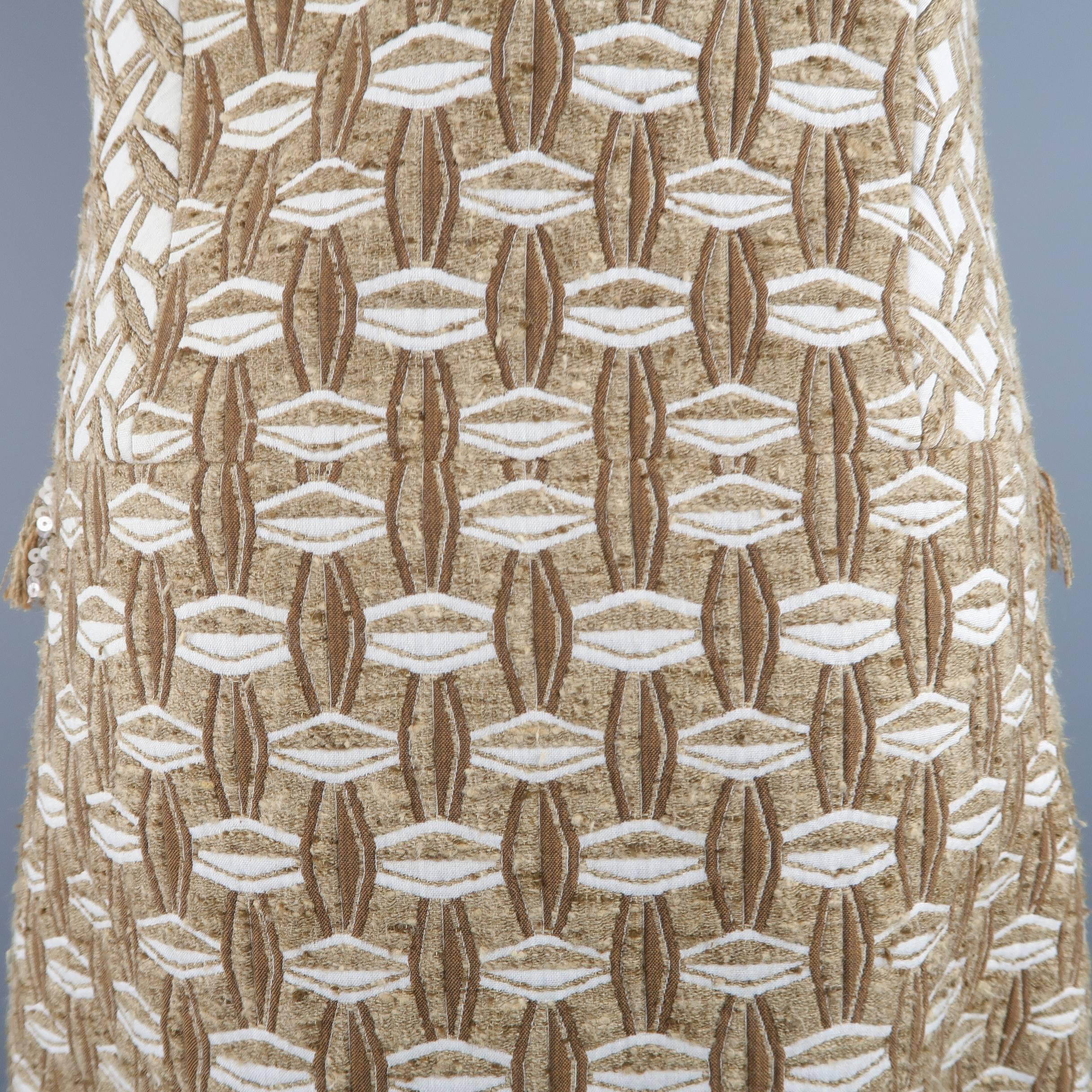 Louis Vuitton Dress 4  - Cocktail - Tan Cotton / Silk Boucle Sequin Fringe Trim 2