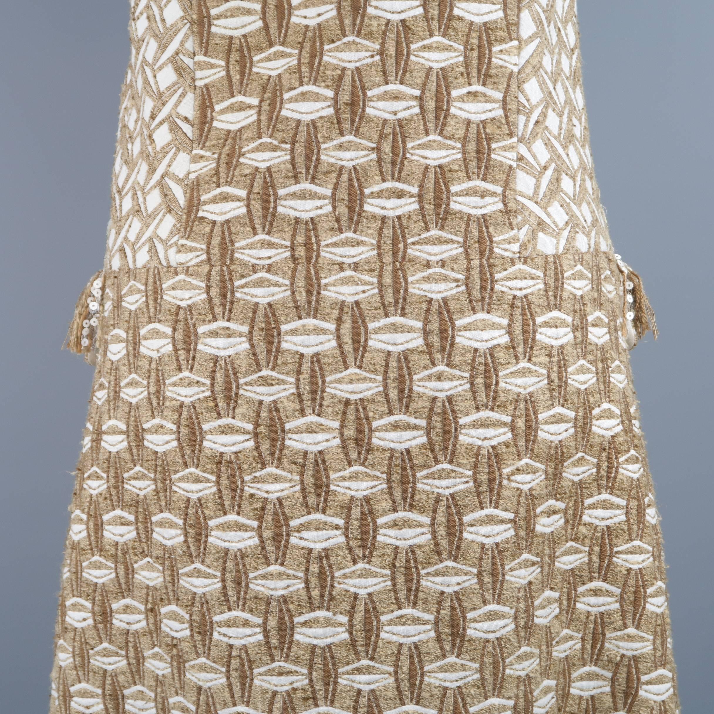 Louis Vuitton Dress 4  - Cocktail - Tan Cotton / Silk Boucle Sequin Fringe Trim 1