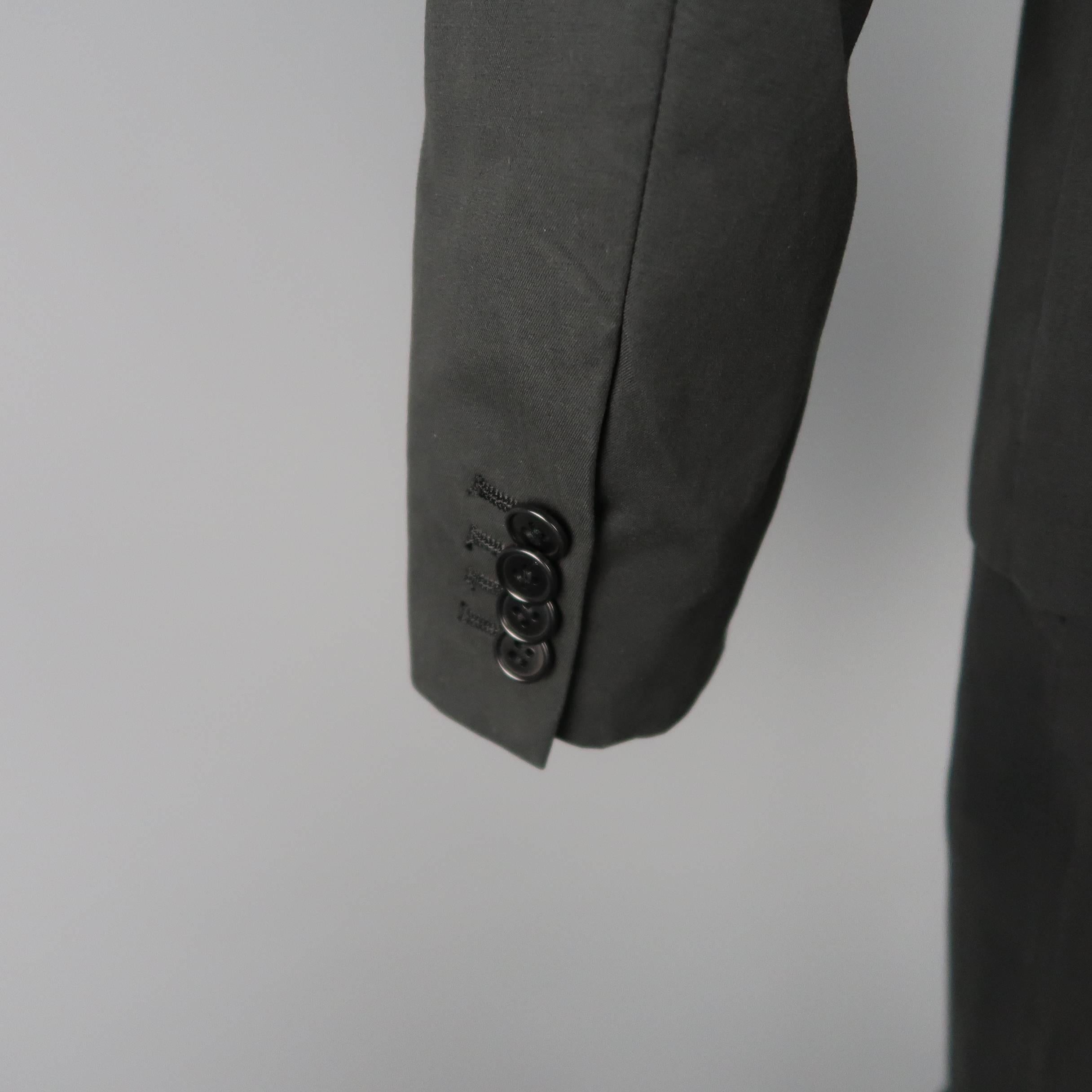 Black HELMUT LANG 38 Charcoal Cotton Layered Vest Jacket Suit