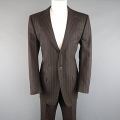 Men's GUCCI 42 Brown Chalk Stripe Wool Notch Lapel 2 pc Suit