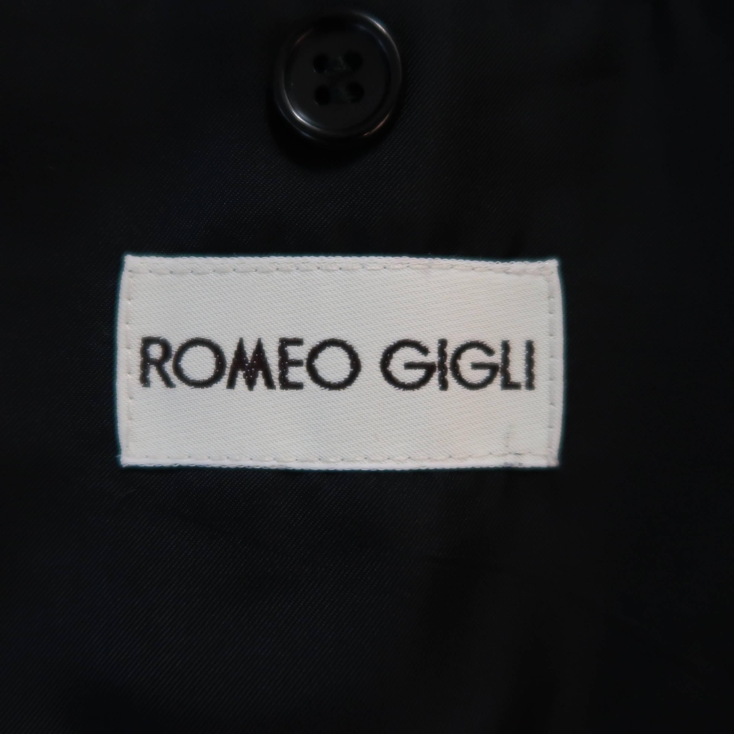 Men's ROMEO GIGLI 38 Black & Red Pinstripe Wool Full Length Over Coat 5