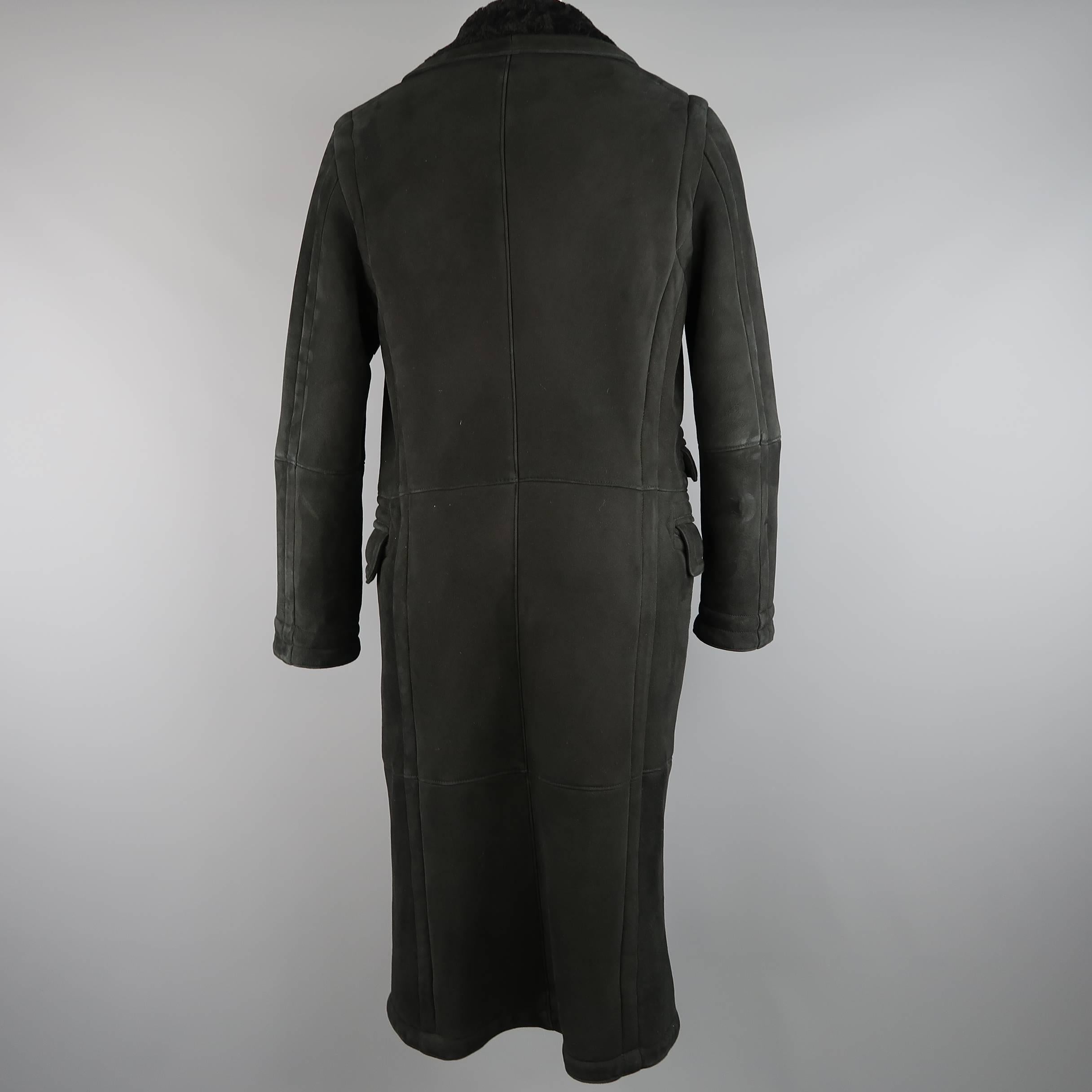 Women's or Men's Ralph Lauren Polo Men's Black Shearling Double Breasted Pea Coat