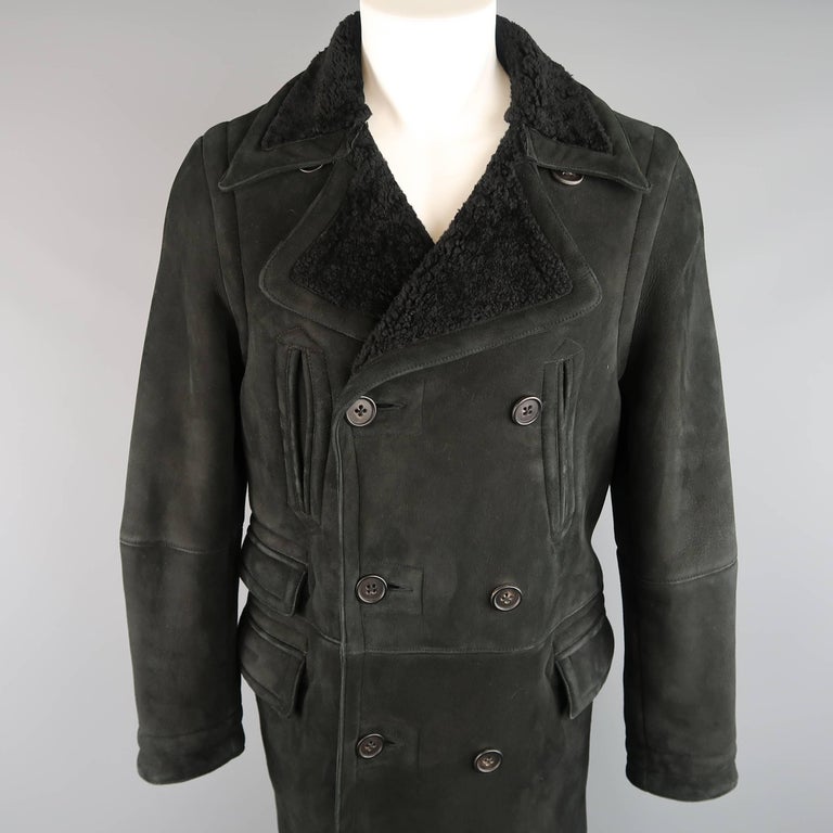 Ralph Lauren Polo Men's Black Shearling Double Breasted ...