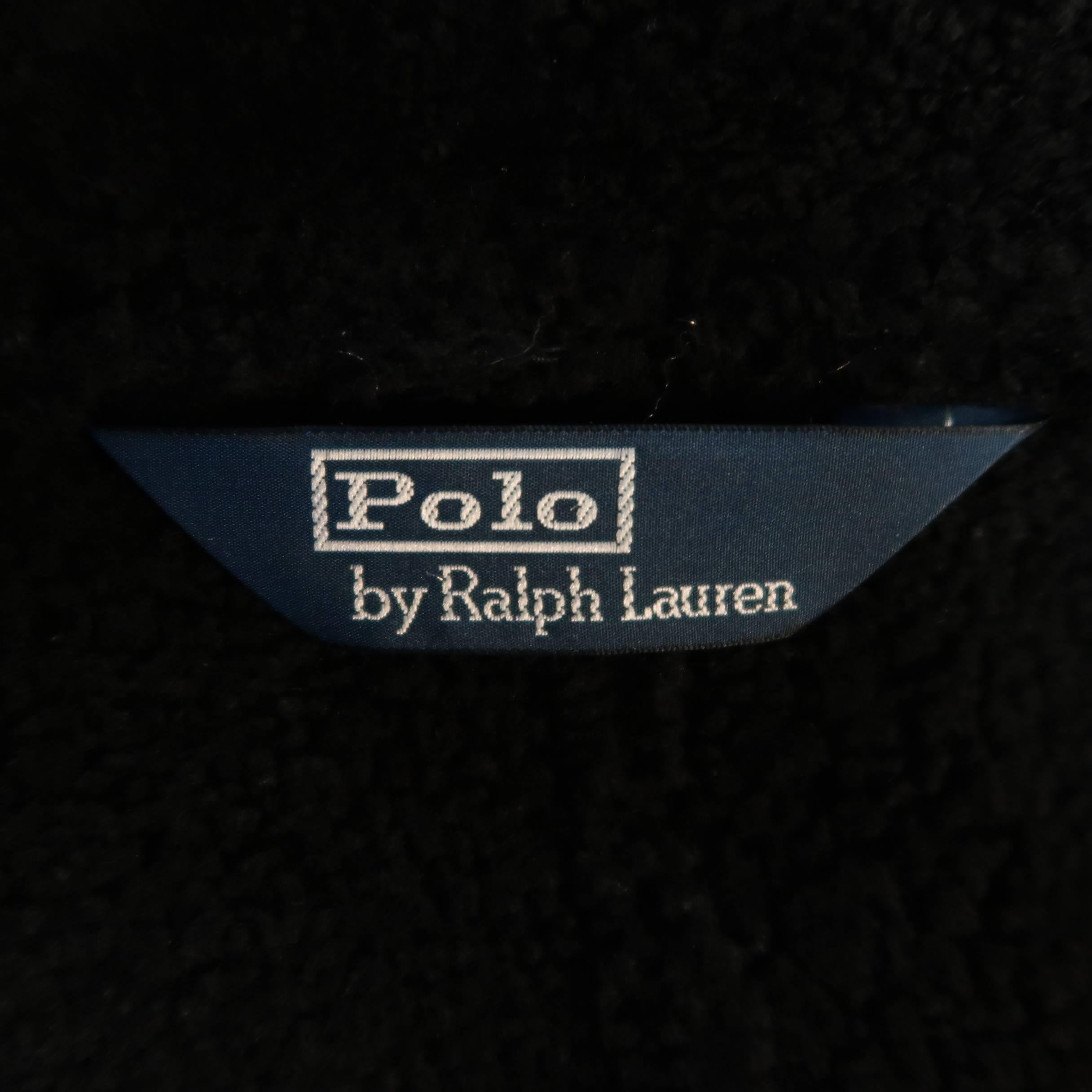 Polo Ralph Lauren Black Shearling Fur Collar Belted Over Coat 6