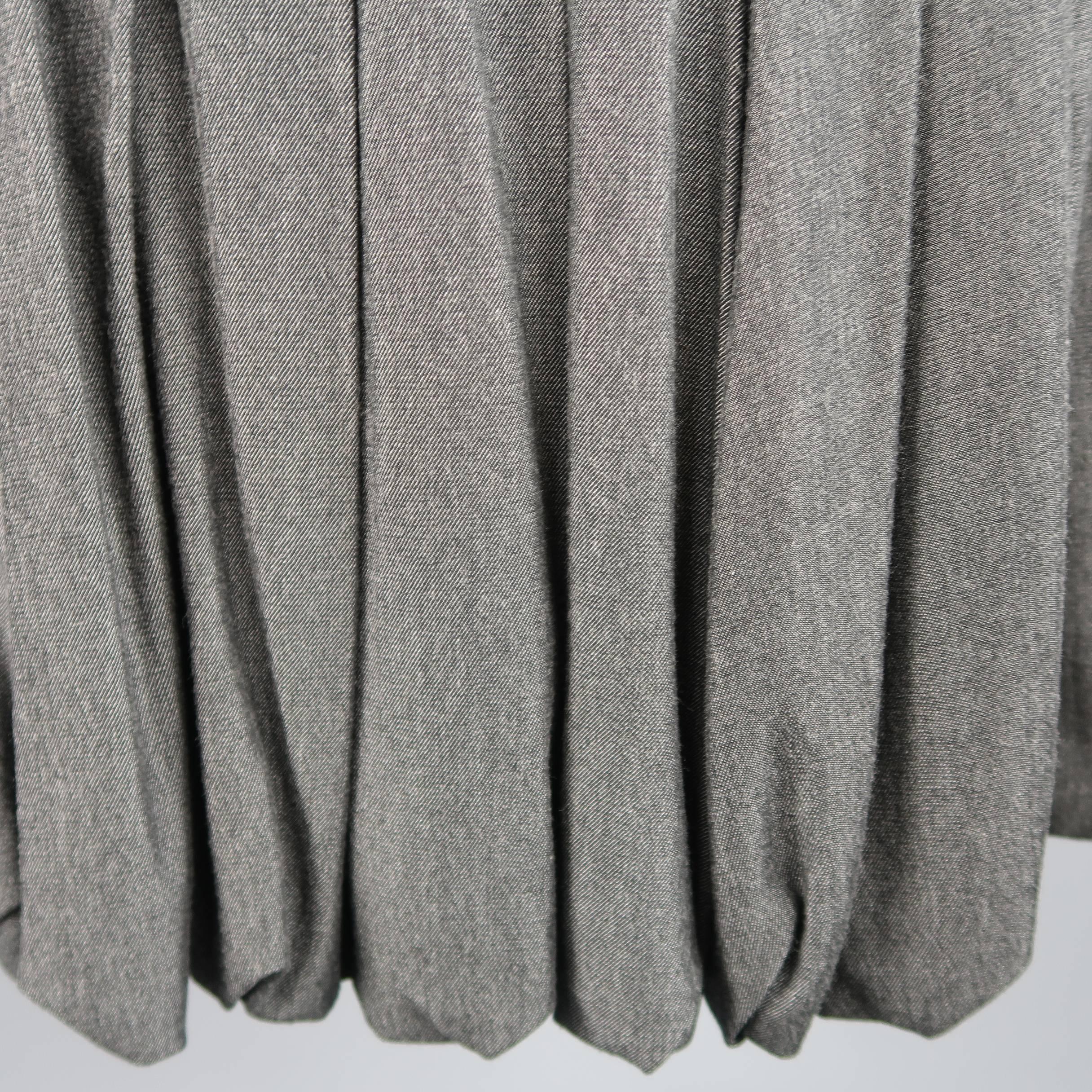 AKRIS Size 4 Gray & Black Bamboo Box Pleated Bubble A Line Skirt In Excellent Condition In San Francisco, CA