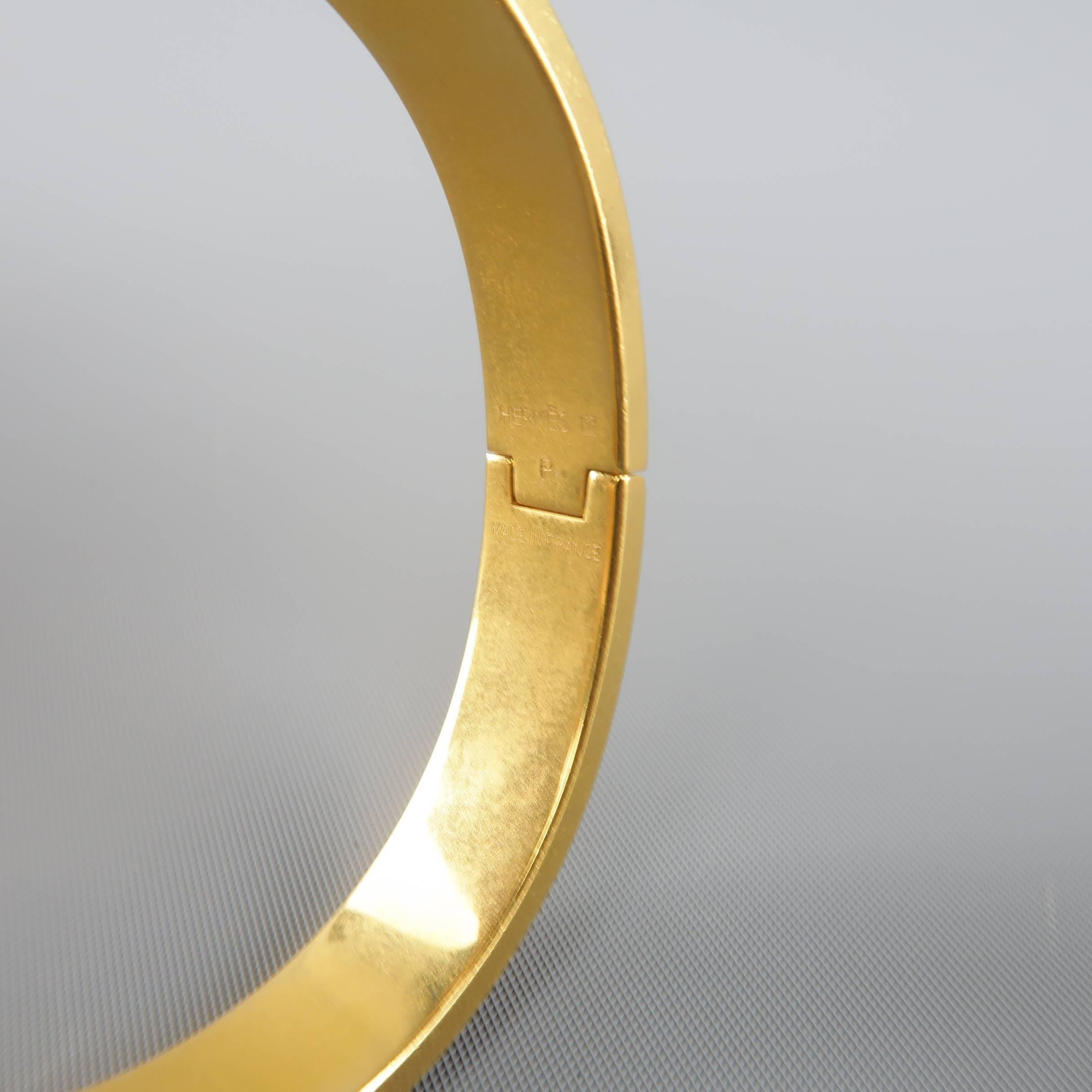 Women's HERMES Bracelet - 18k Gold Plated Orange Enamel Clic H Bangle Jewelry