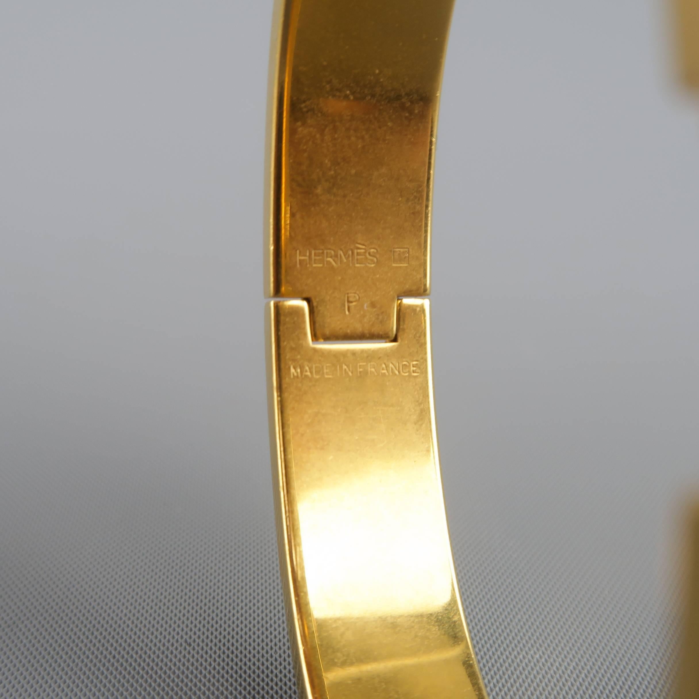 HERMES Bracelet - 18k Gold Plated Orange Enamel Clic H Bangle Jewelry 1