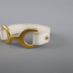 Hermes Bracelet - Off White Epson Leather Gold Chamonix Pavane Cuff Jewelry