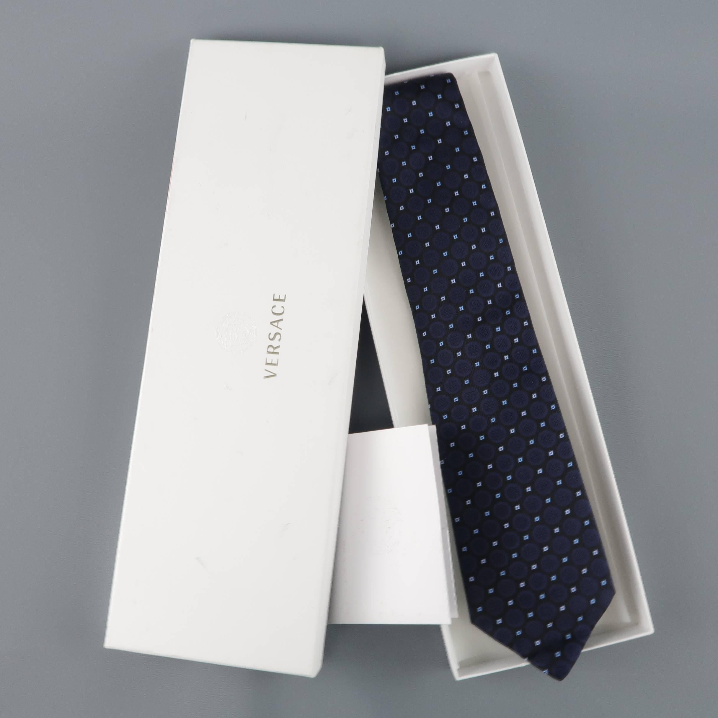 VERSACE Black & Navy Spot Pattern Silk Tie in Box 3