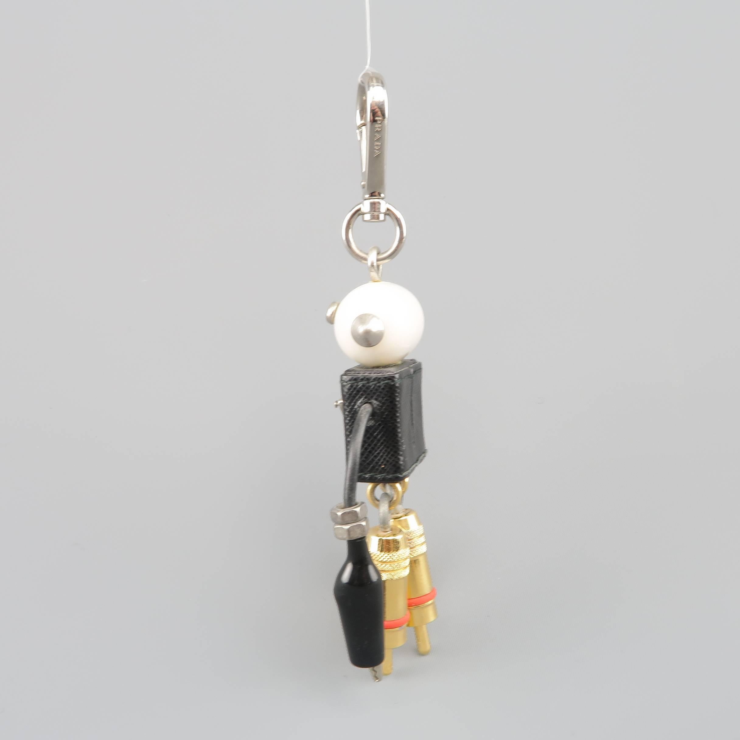 Women's or Men's PRADA Mixed Metals Enamel Plaque Robot Wallace Keychain