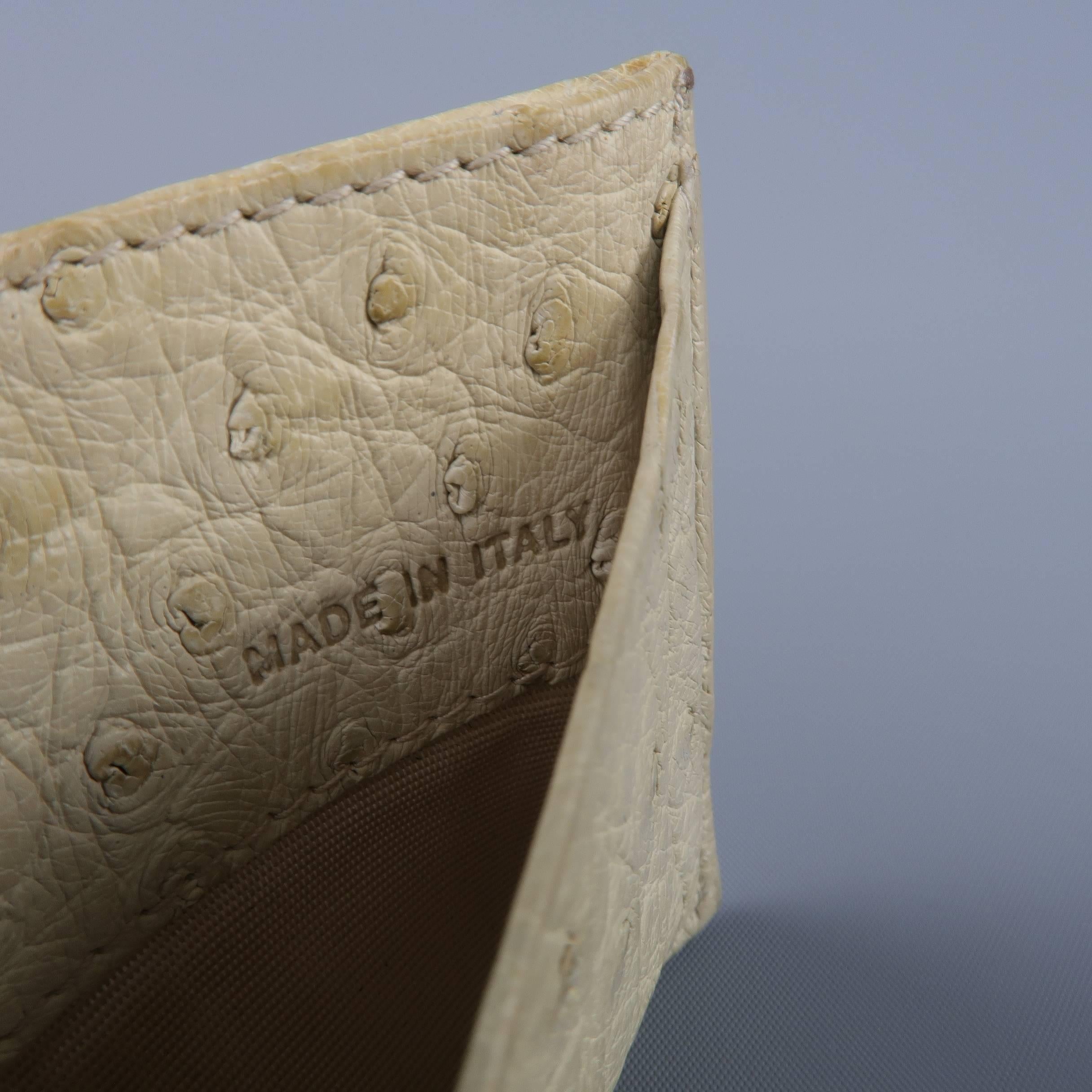 PRADA Light Beige Ostrich Leather Card Case 1