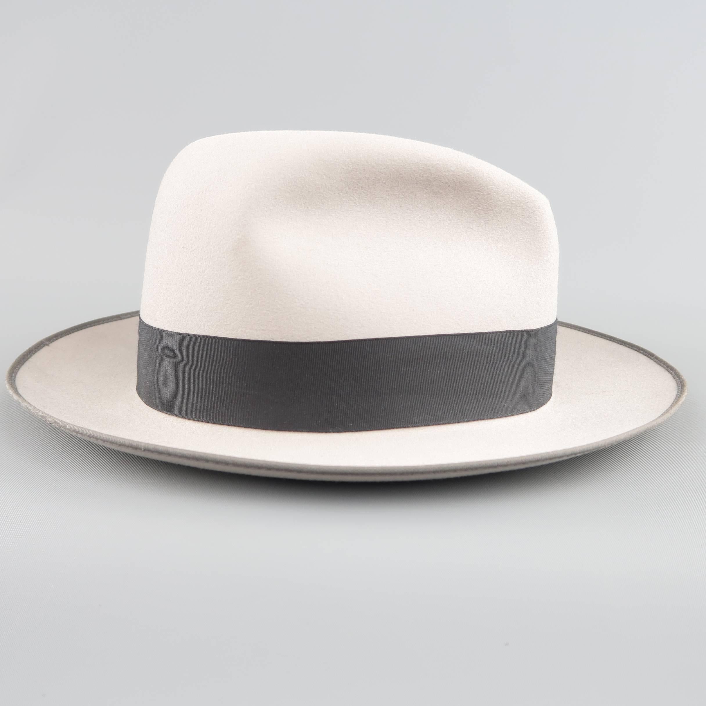 Men's OPTIMO for WILKES BASHFORD Size 7 3/8 Light Gray Felt Fedora Hat With Box