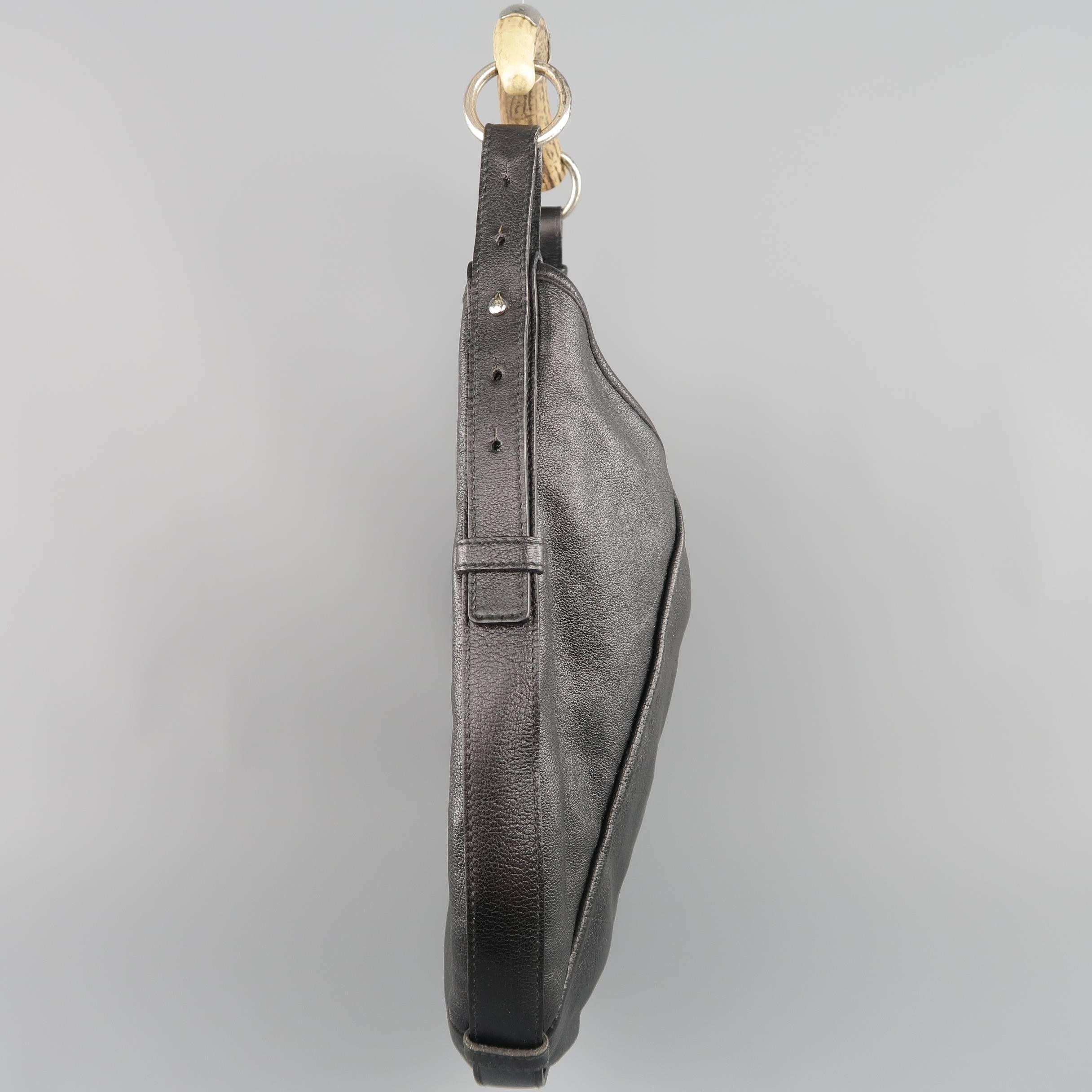 YVES SAINT LAURENT Schwarz YSL Nietenleder Horn Mombasa Tasche 2
