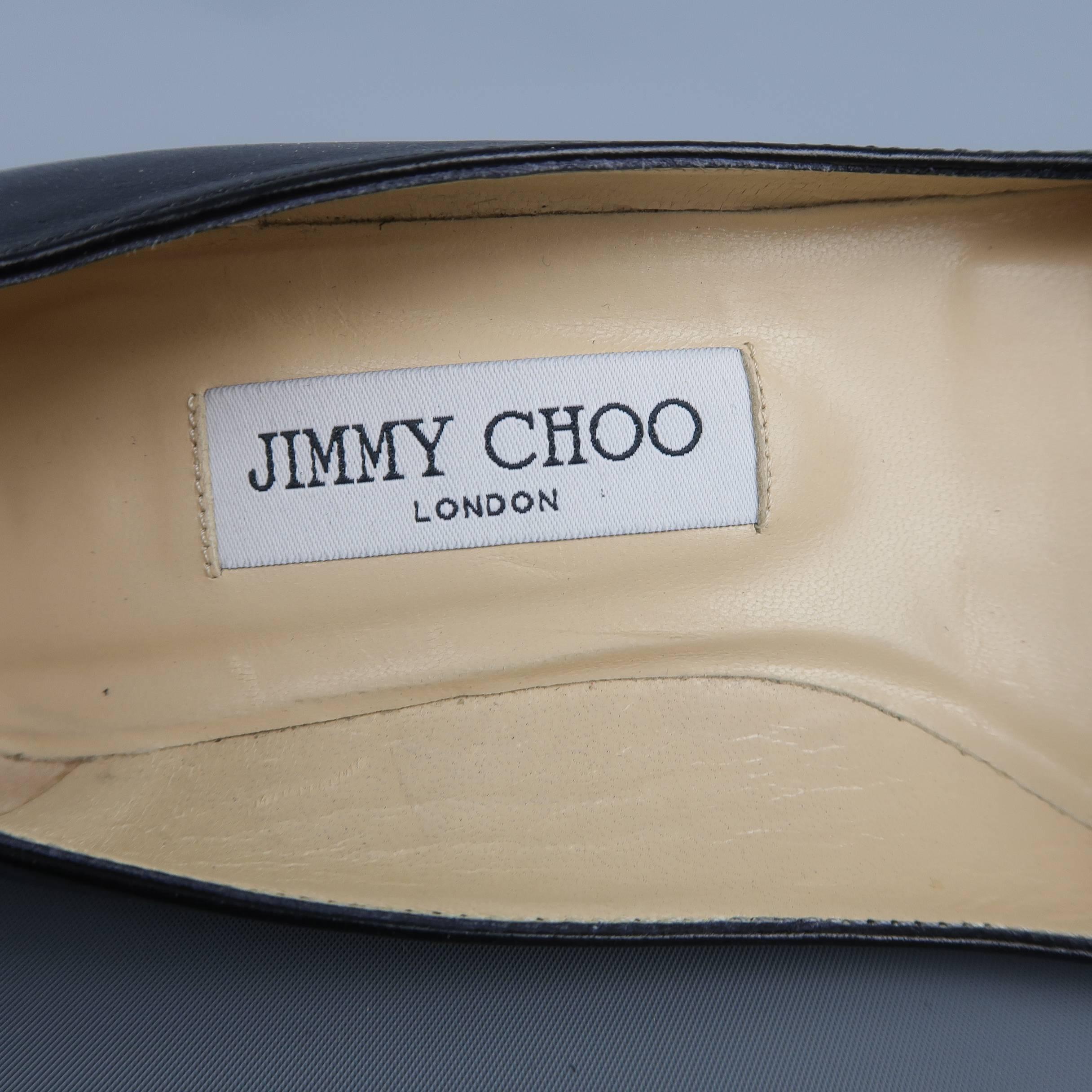 Women's JIMMY CHOO Size 6.5 Black Leather Allure Kitten Heel Pumps