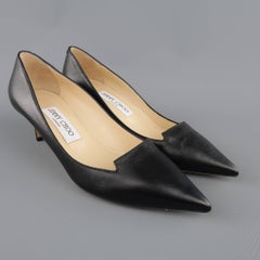 JIMMY CHOO Size 6.5 Black Leather Allure Kitten Heel Pumps