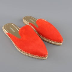 PRADA Size 10 Red Suede Pointed Espadrille Mule Flats