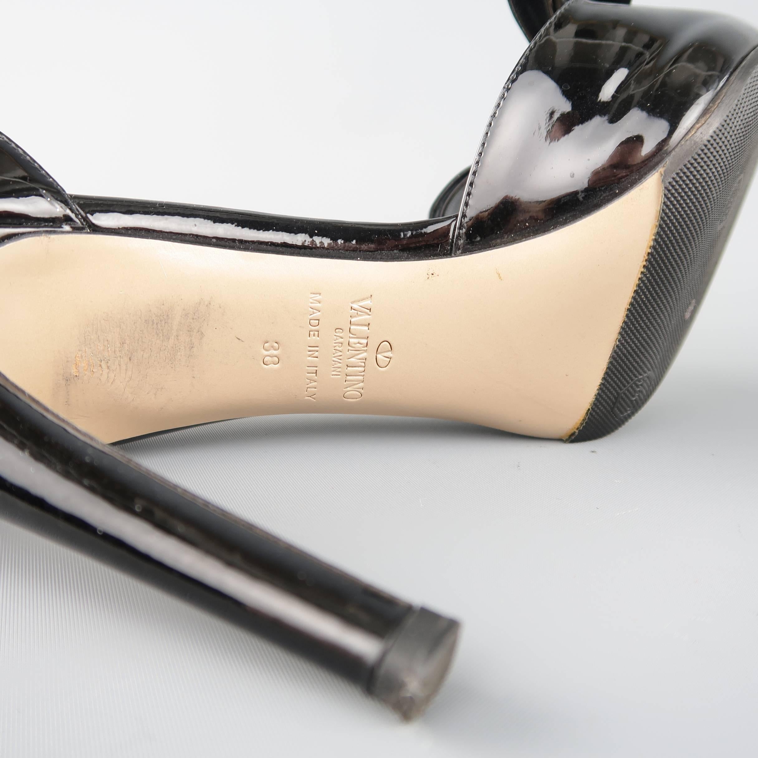 VALENTINO Size 8 Black Patent Leather Bow D'Orsay Platform Pumps 2