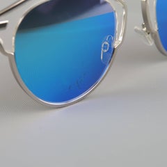 CHRISTIAN DIOR White & Silver Blue Lense SO REAL Sunglasses