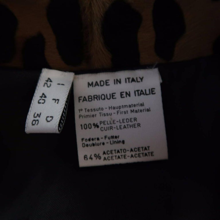 ALBERTA FERRETTI Size 8 Brown Leopard Print Calf Hair Leather Jacket at ...