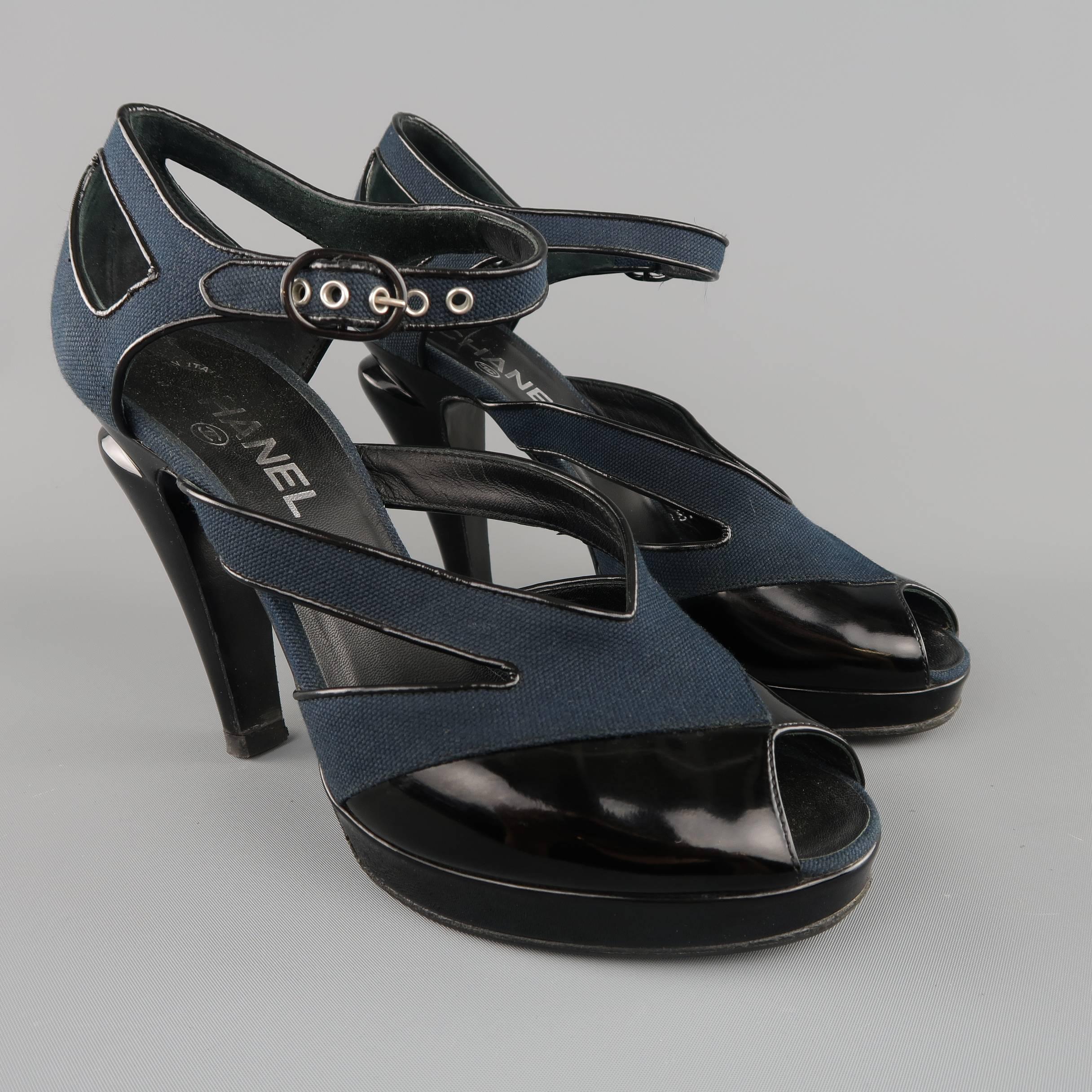 black patent leather platform heels