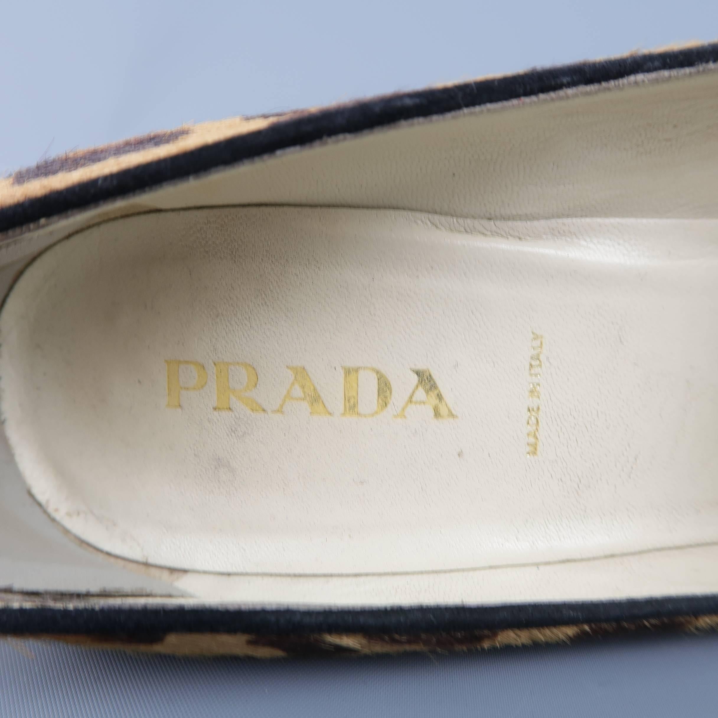 PRADA Size 7 Leopard Pony Hair Chunky Heel Bow Pumps In Good Condition In San Francisco, CA