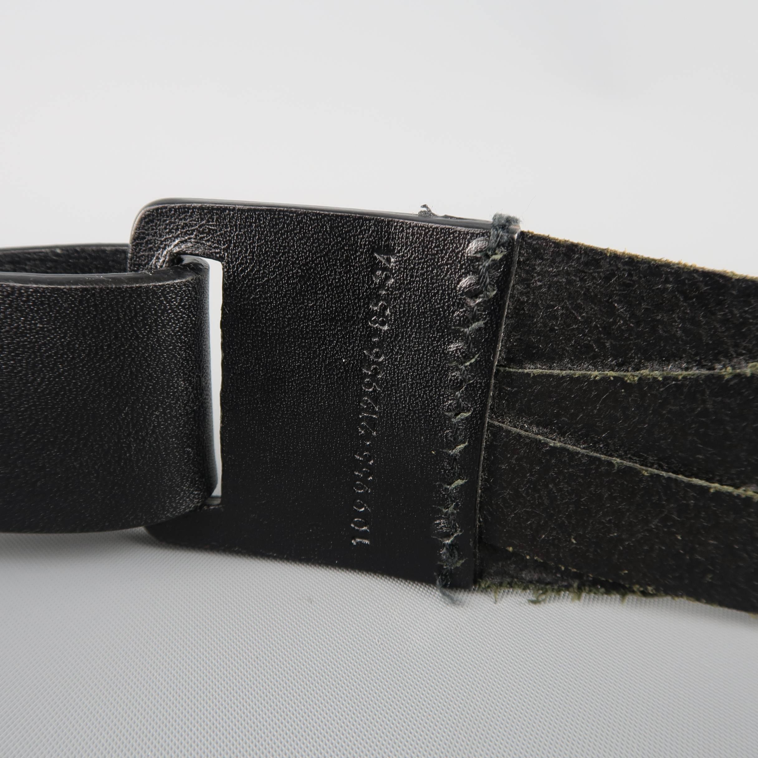 GUCCI Size 34 Black Woven Leather Embossed Logo Belt 4