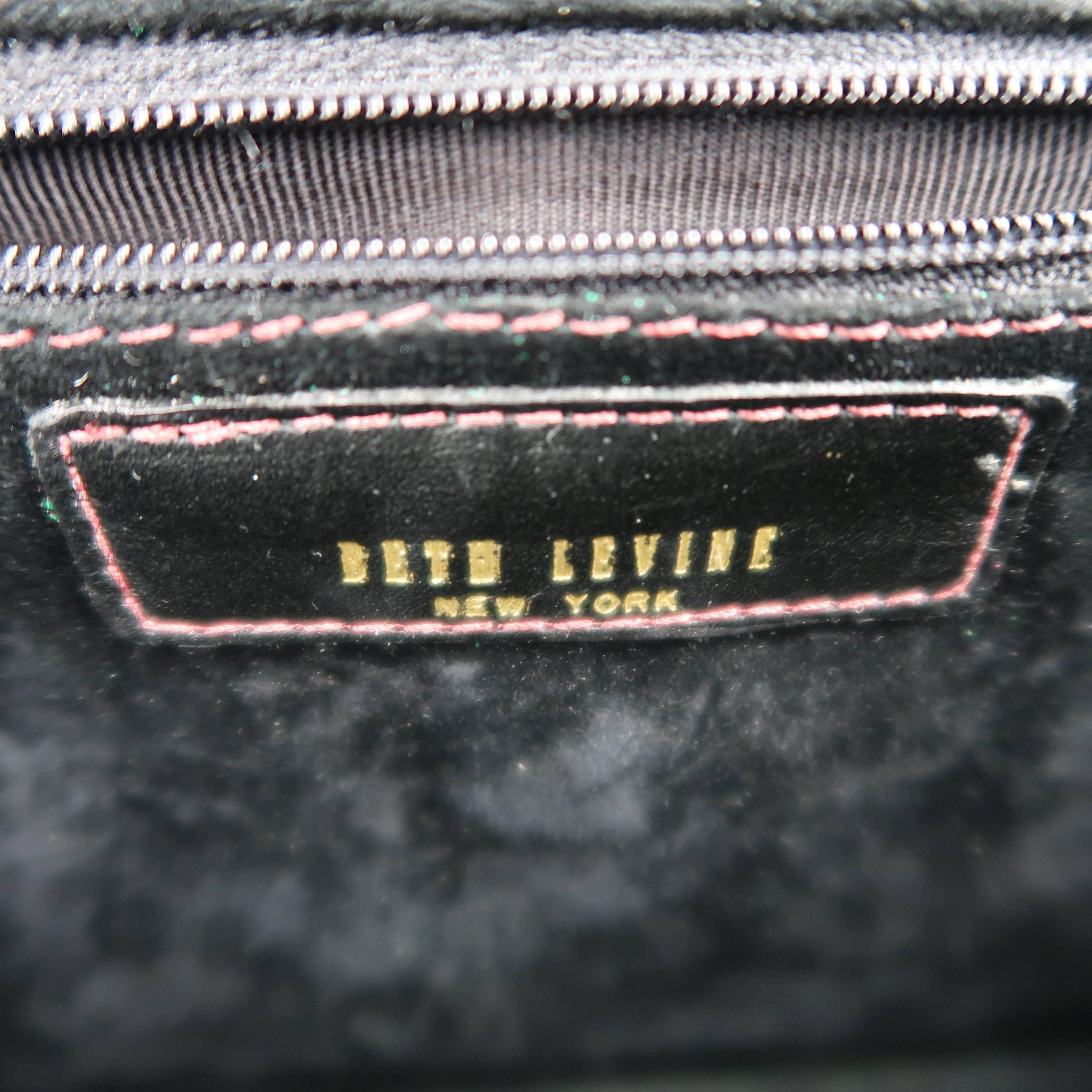 BETH LEVINE Burgundy Lizard Skin Top Handle Handbag 1