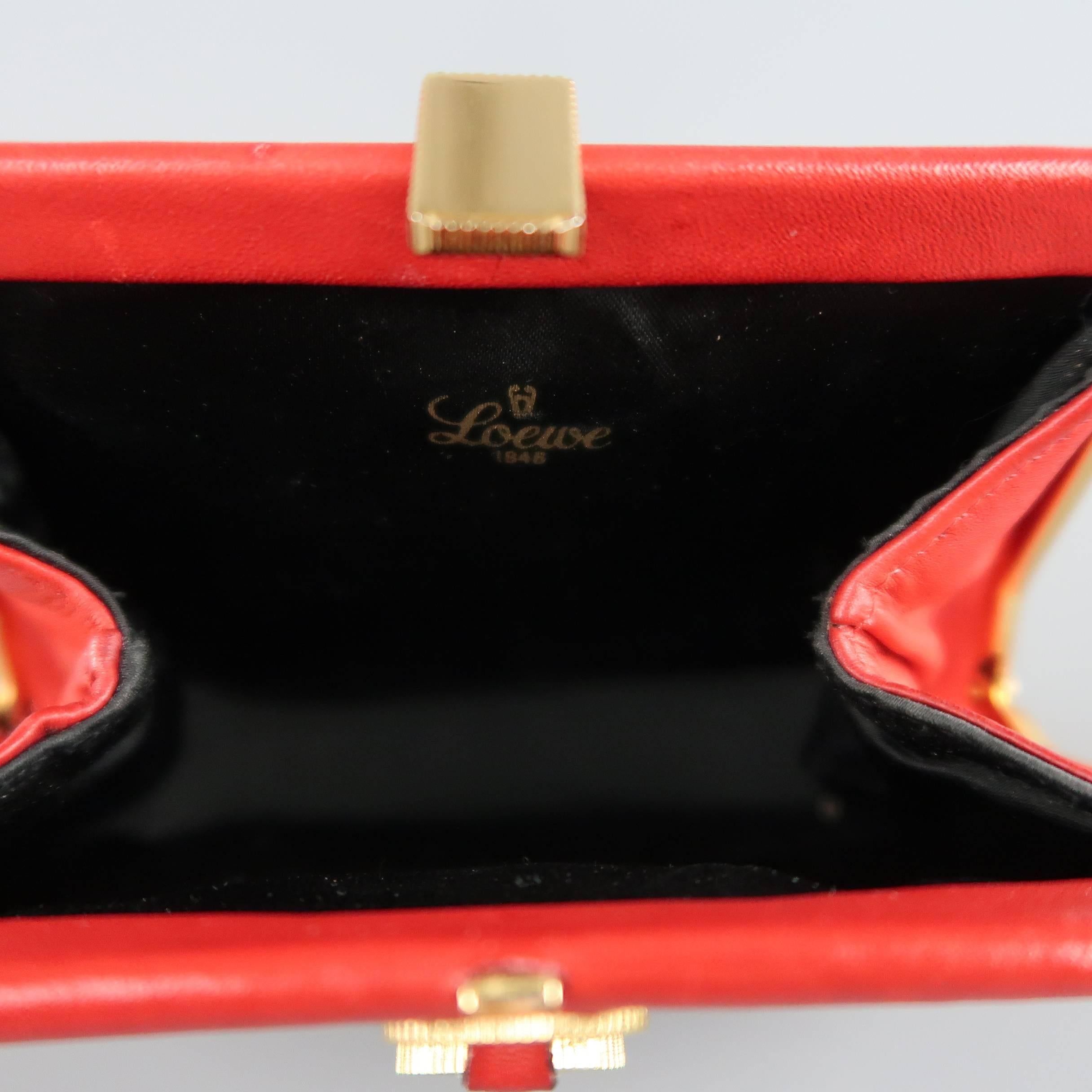 Vintage LOEWE Red Leather Purse Clutch 5