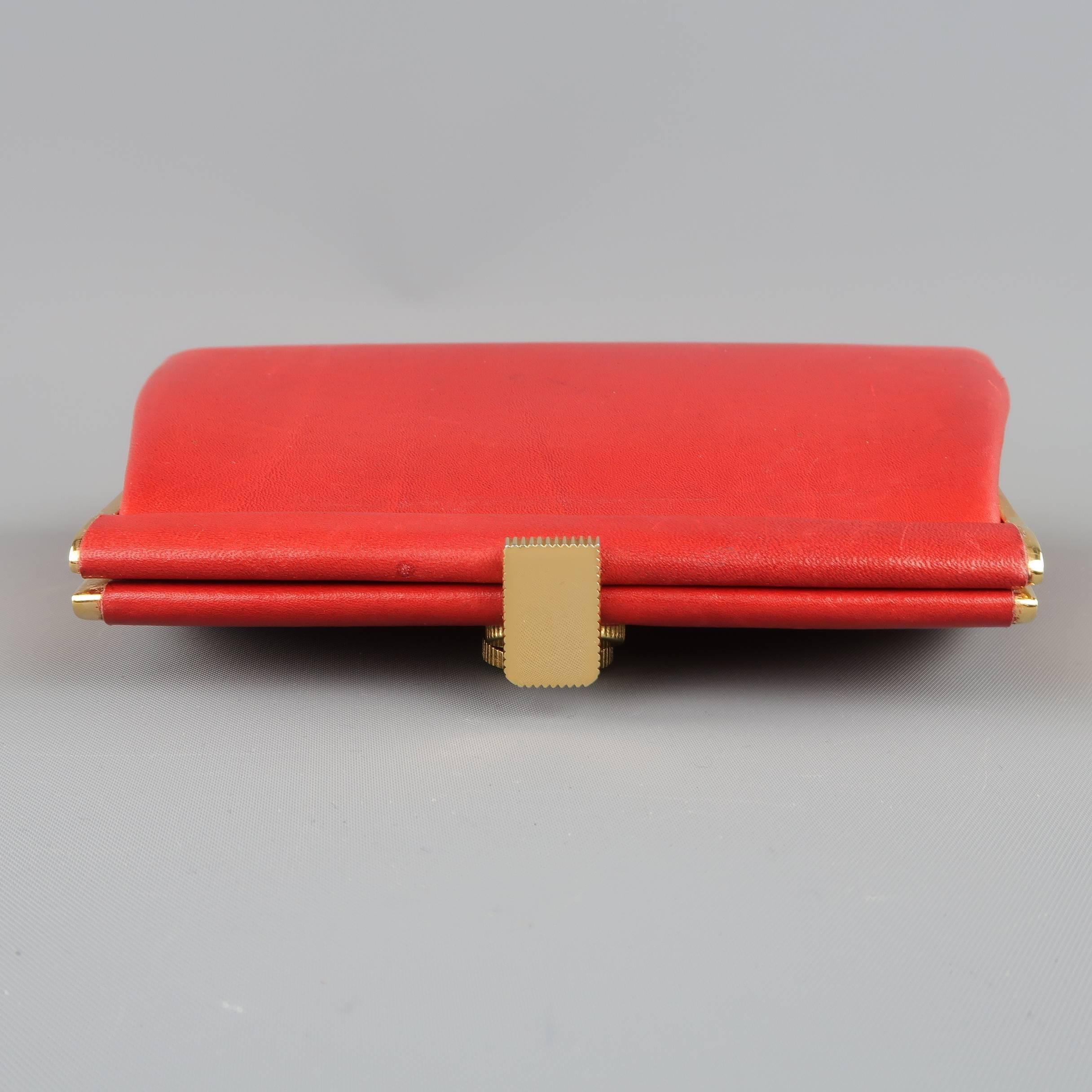 Vintage LOEWE Red Leather Purse Clutch 3