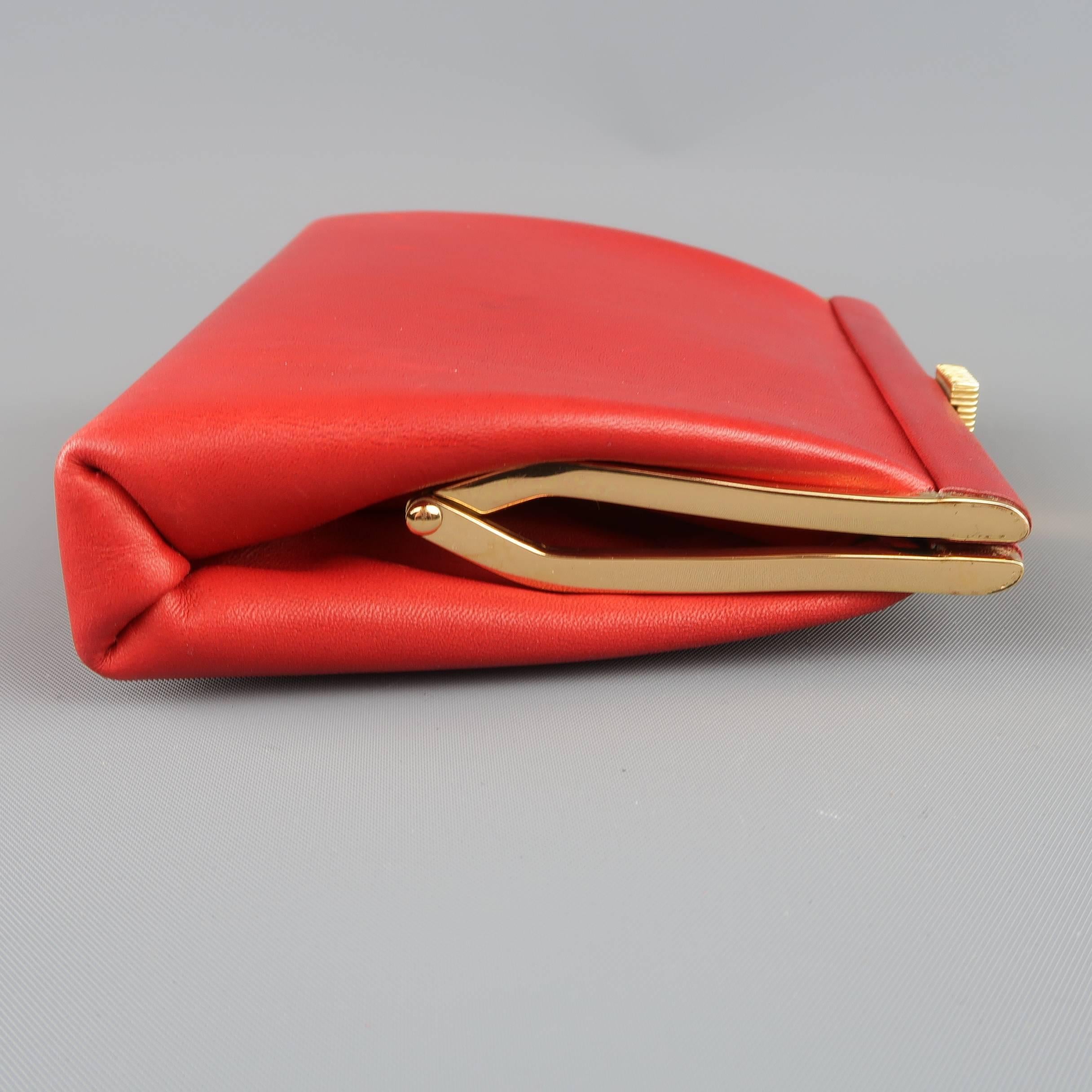 Women's Vintage LOEWE Red Leather Purse Clutch