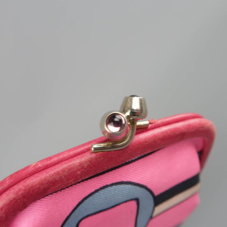 Emilio Pucci Pink & Purple Printed Square Mini Silk Pochette Bag main image 0